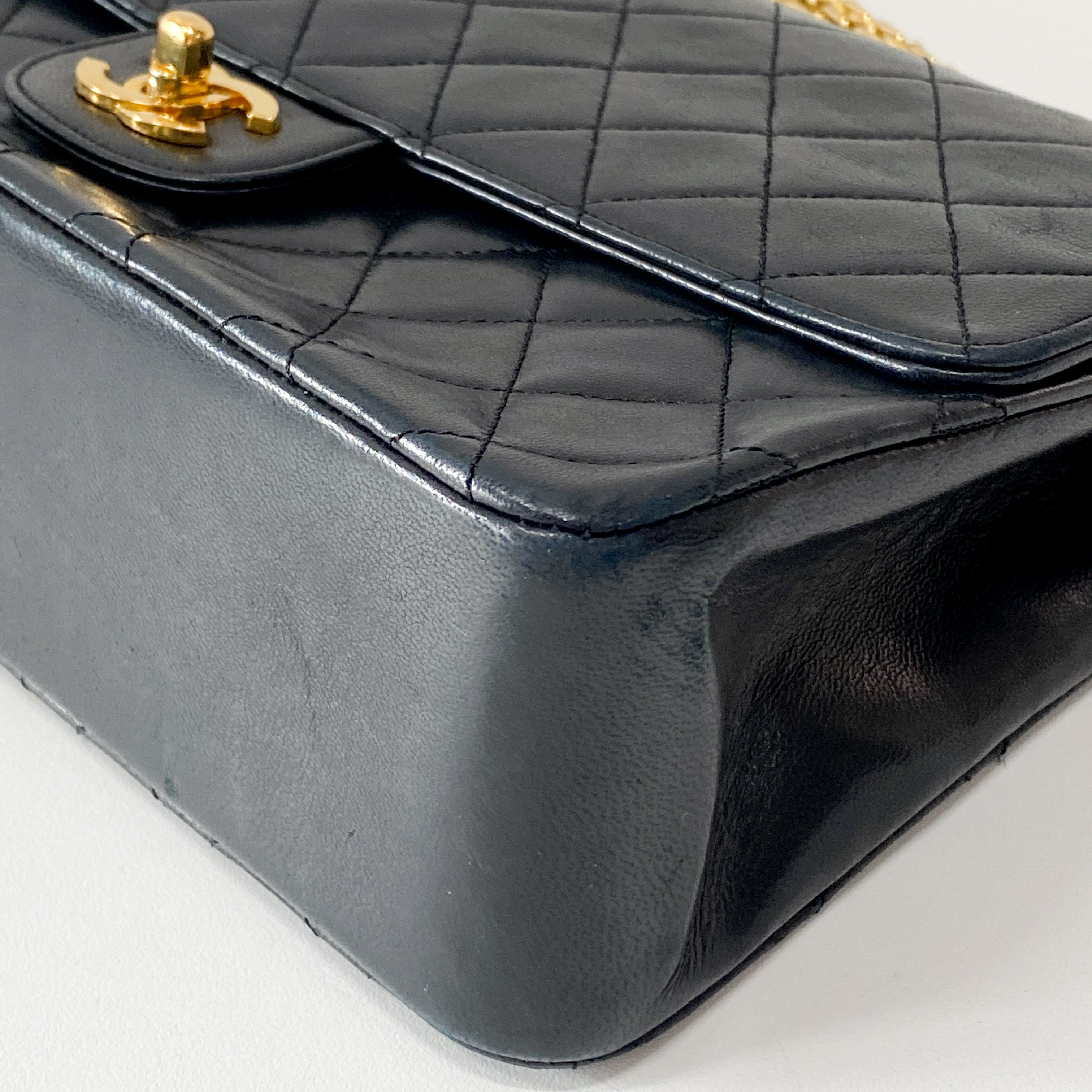 Classic Double Flap Black Matelassé Lambskin Leather Shoulder Bag