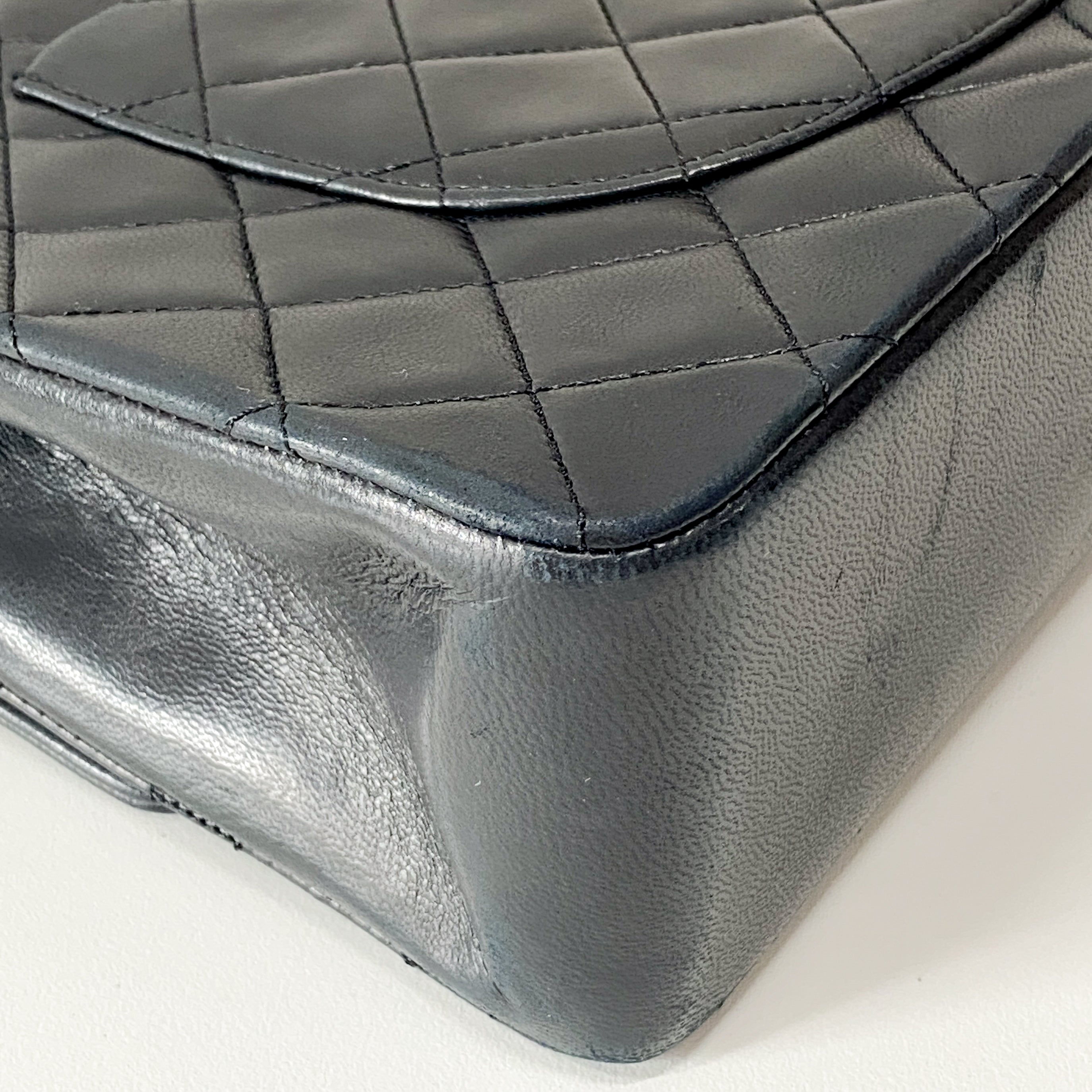 Classic Double Flap Black Matelassé Lambskin Leather Shoulder Bag