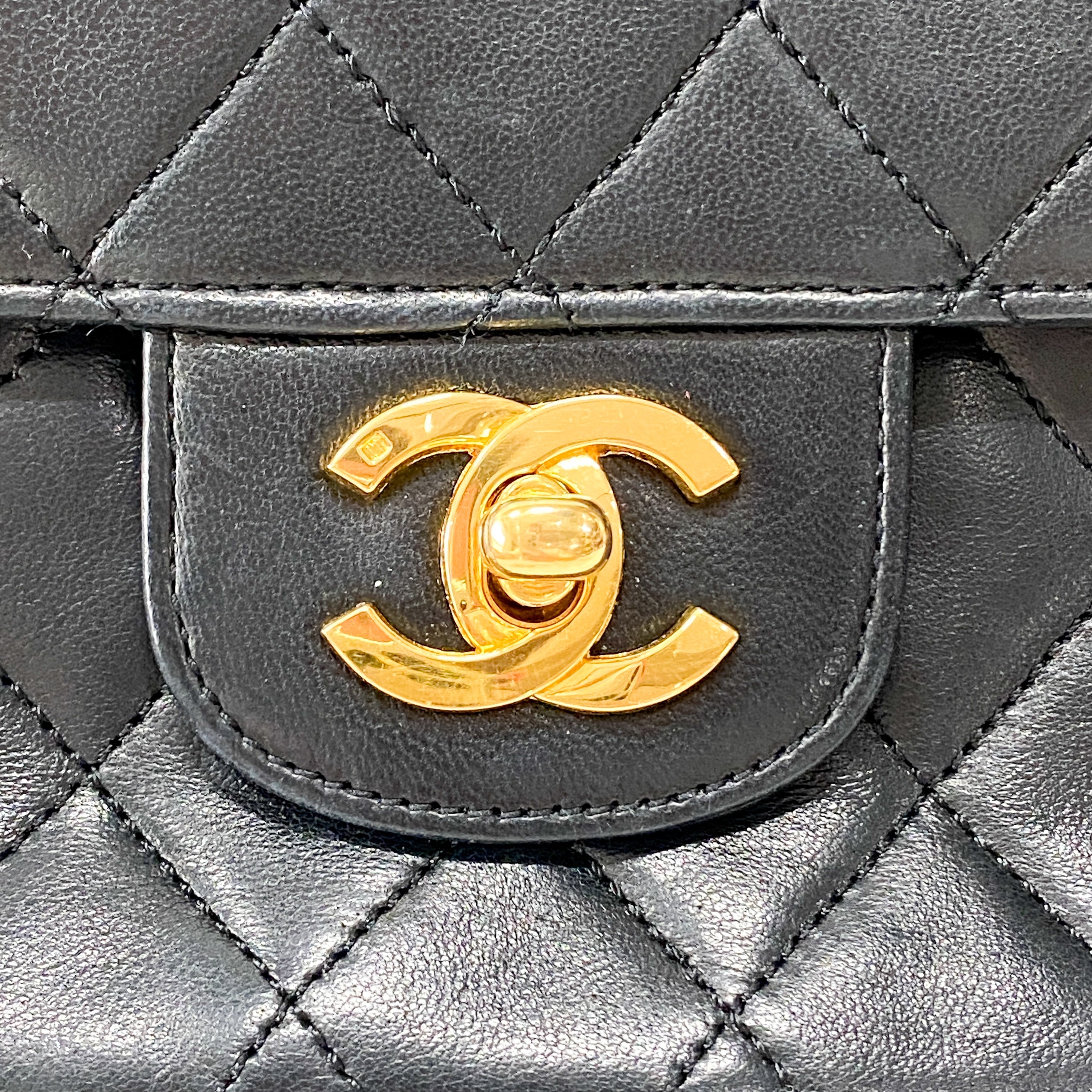 Classic Double Flap Black Matelassé Lambskin Leather Shoulder Bag