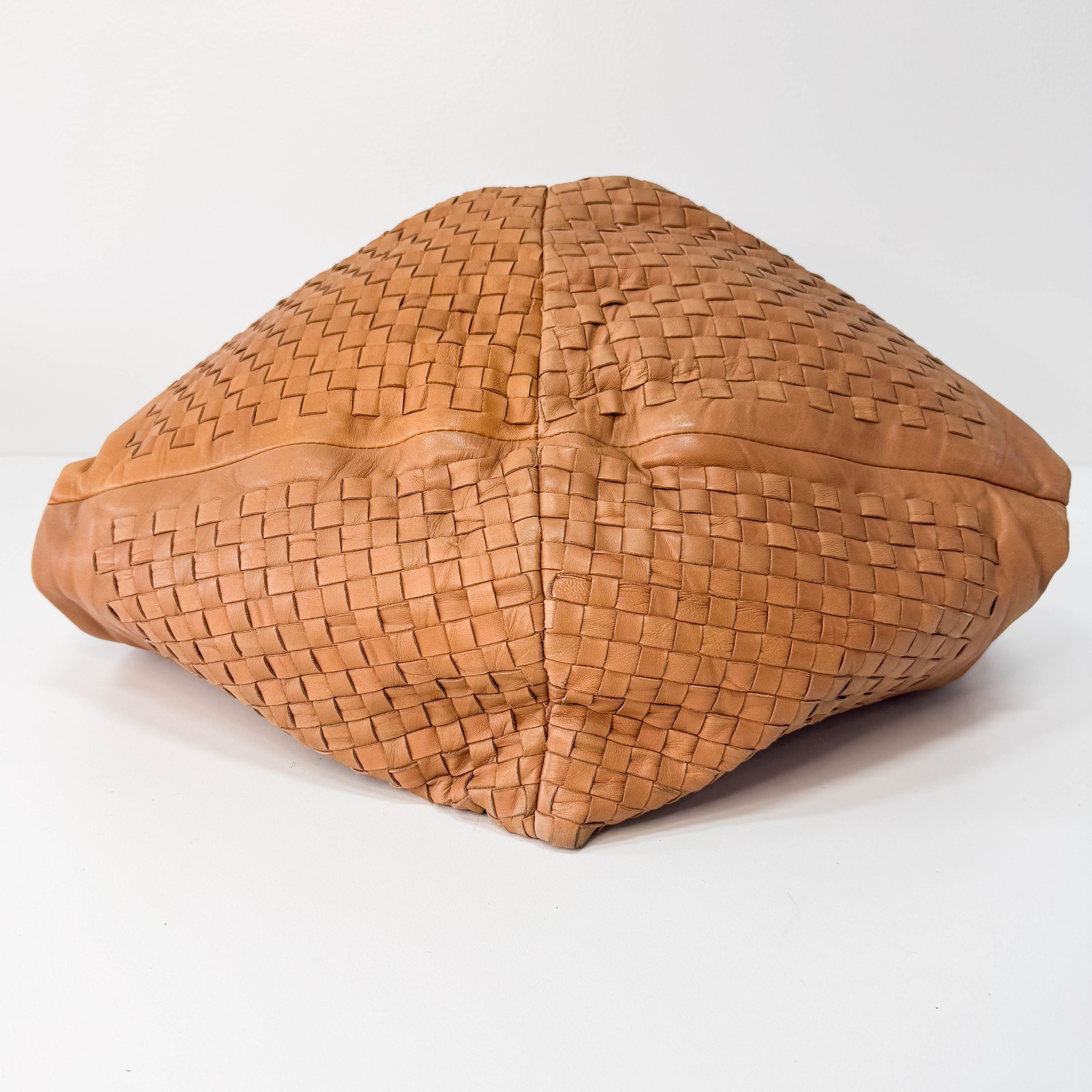 Caramel Brown Intrecciato Shoulder Bag