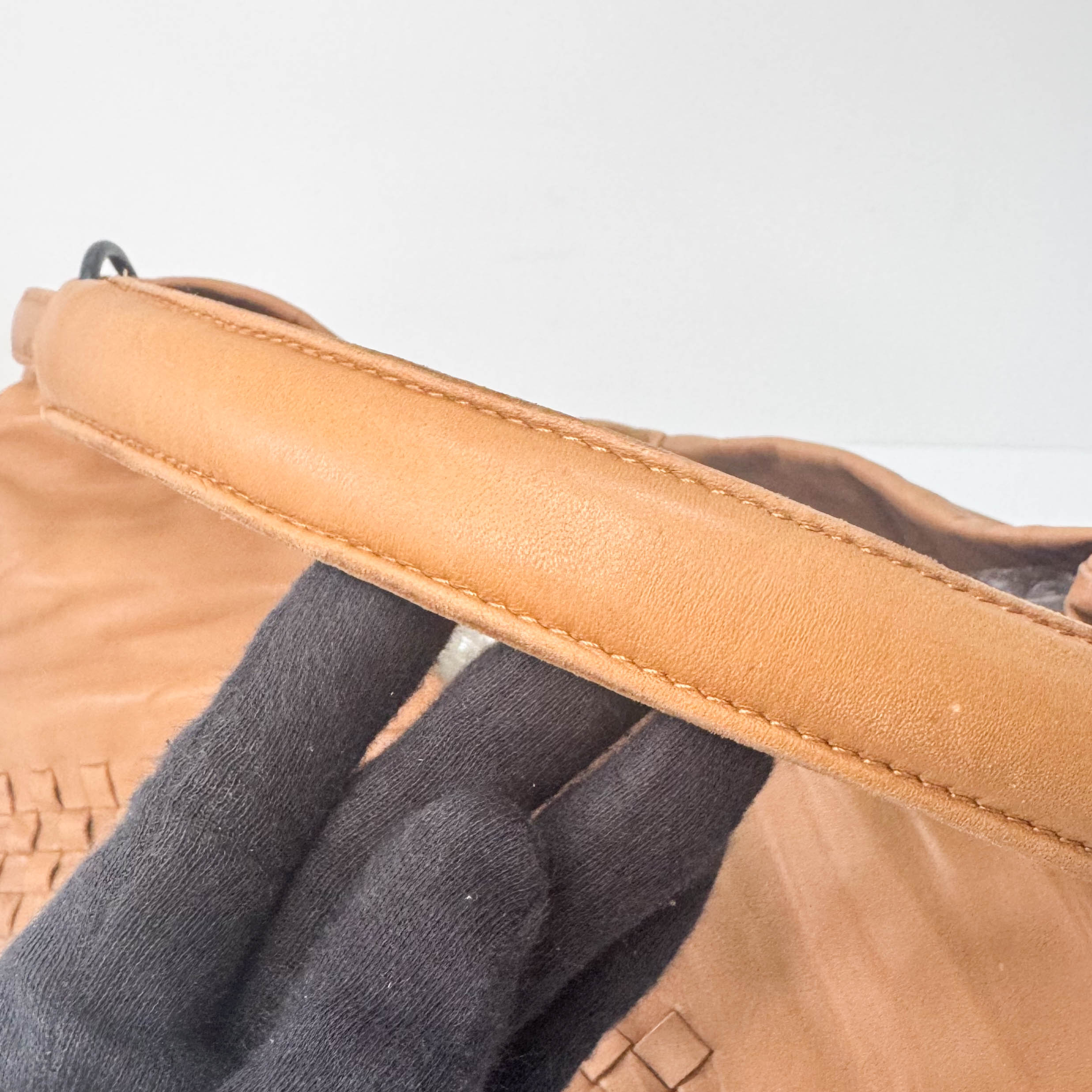 Caramel Brown Intrecciato Shoulder Bag