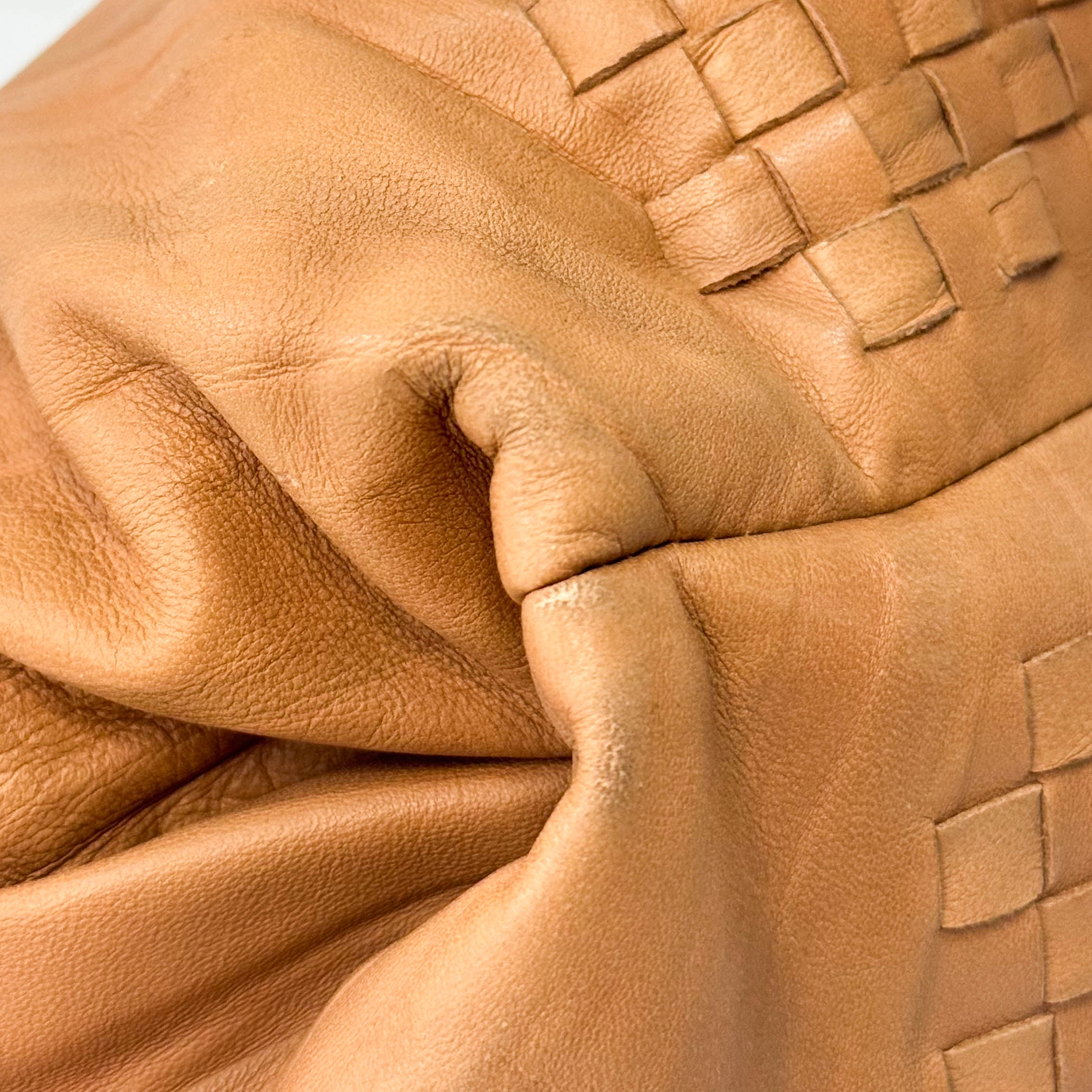 Caramel Brown Intrecciato Shoulder Bag