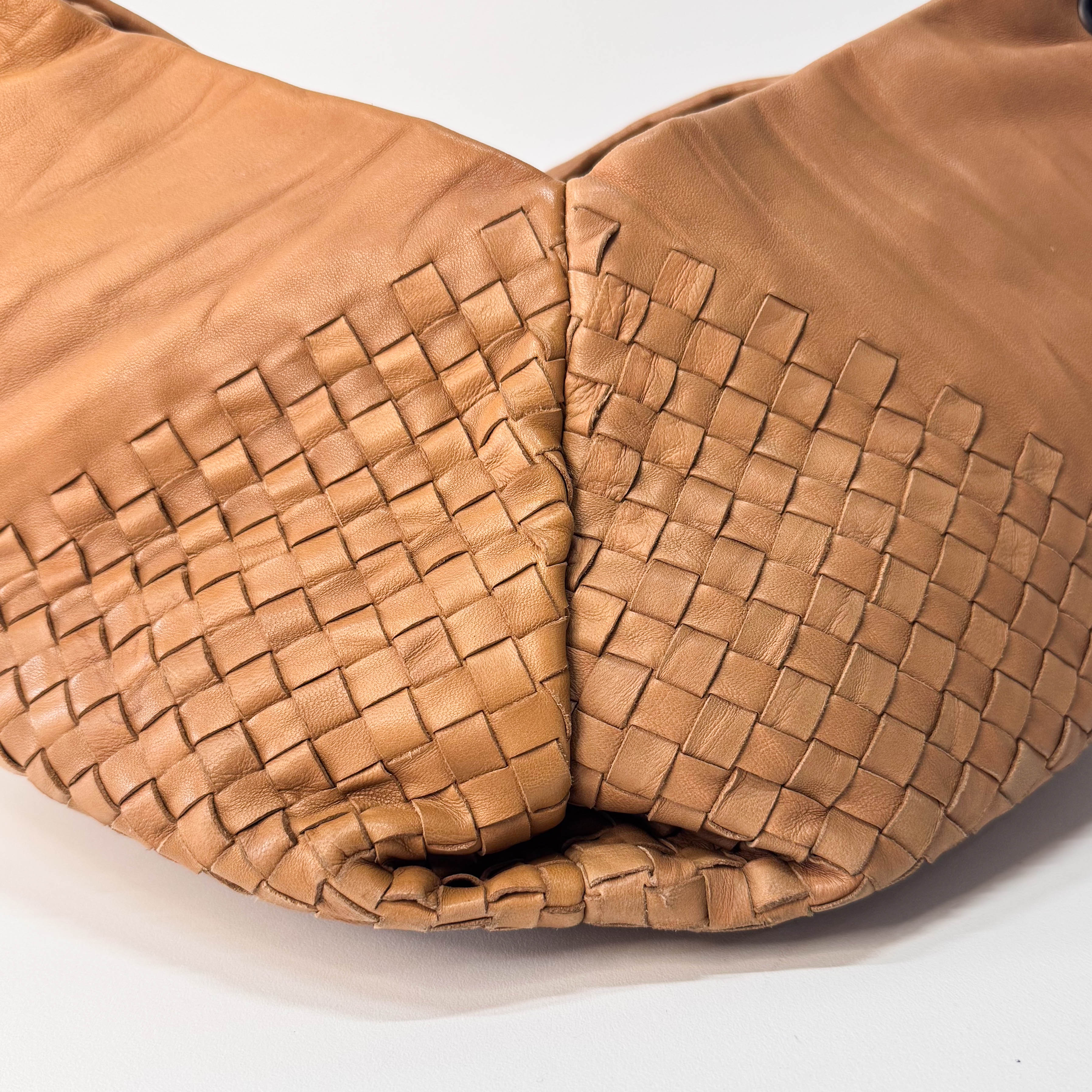 Caramel Brown Intrecciato Shoulder Bag