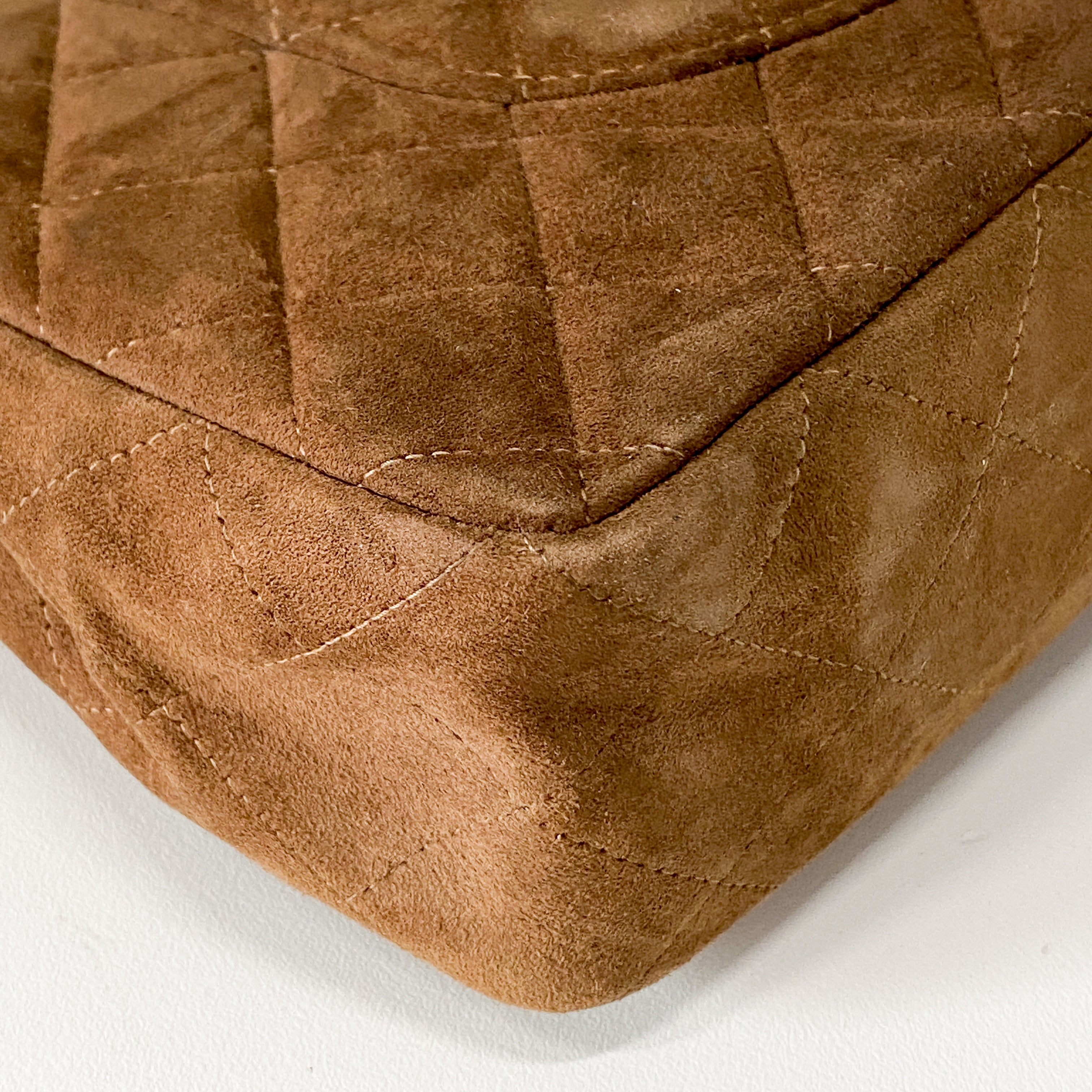 Classic Double Flap Small Brown Suede Shoulder Bag