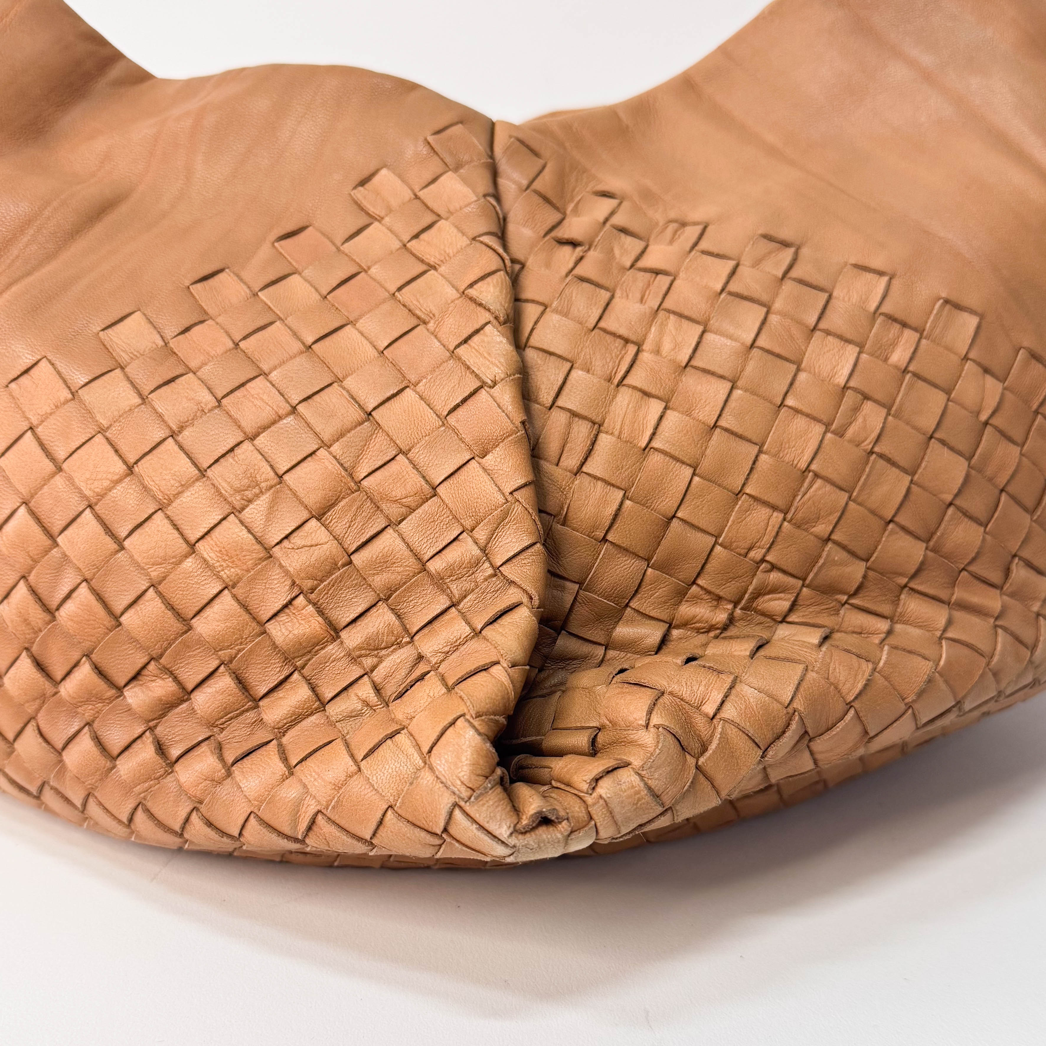 Caramel Brown Intrecciato Shoulder Bag