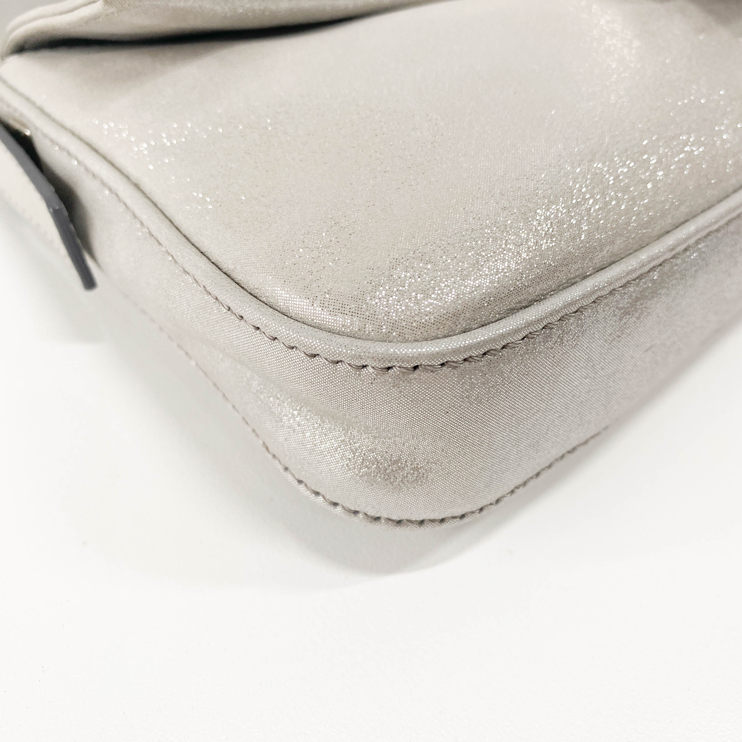 Baguette Glitter Grey Nappa Leather Shoulder Bag
