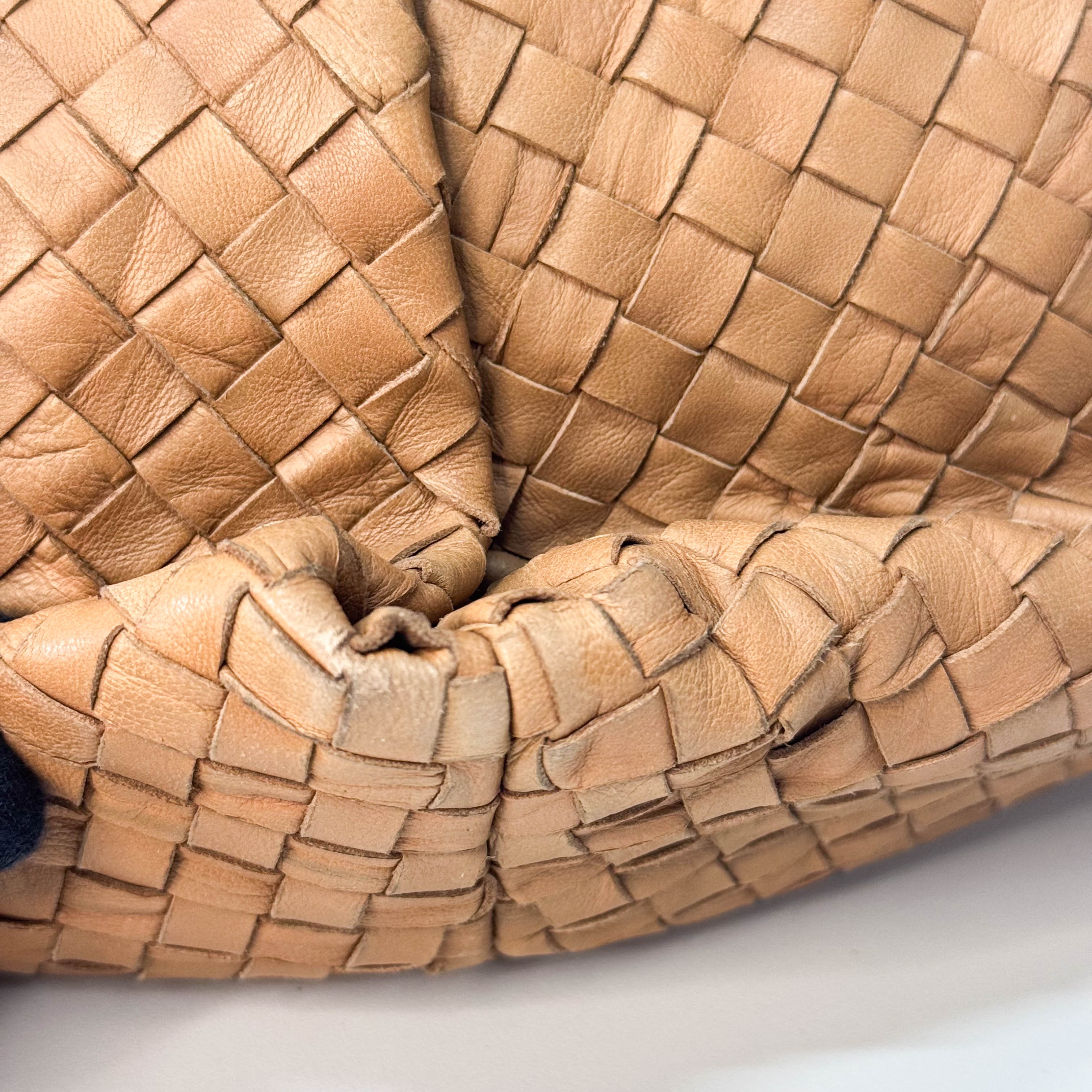 Caramel Brown Intrecciato Shoulder Bag