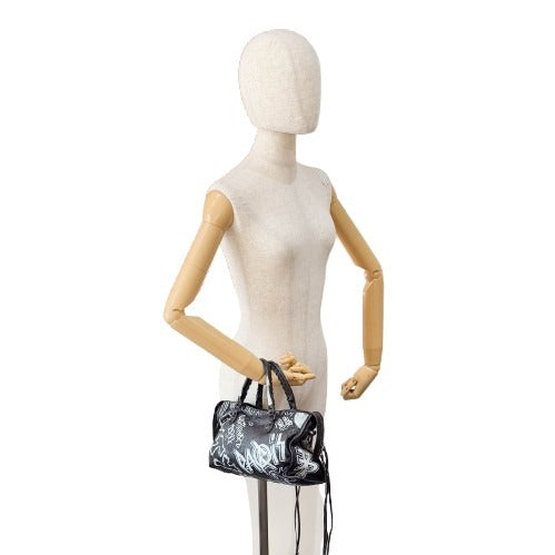 Graffiti The City Black Leather Hand Bag