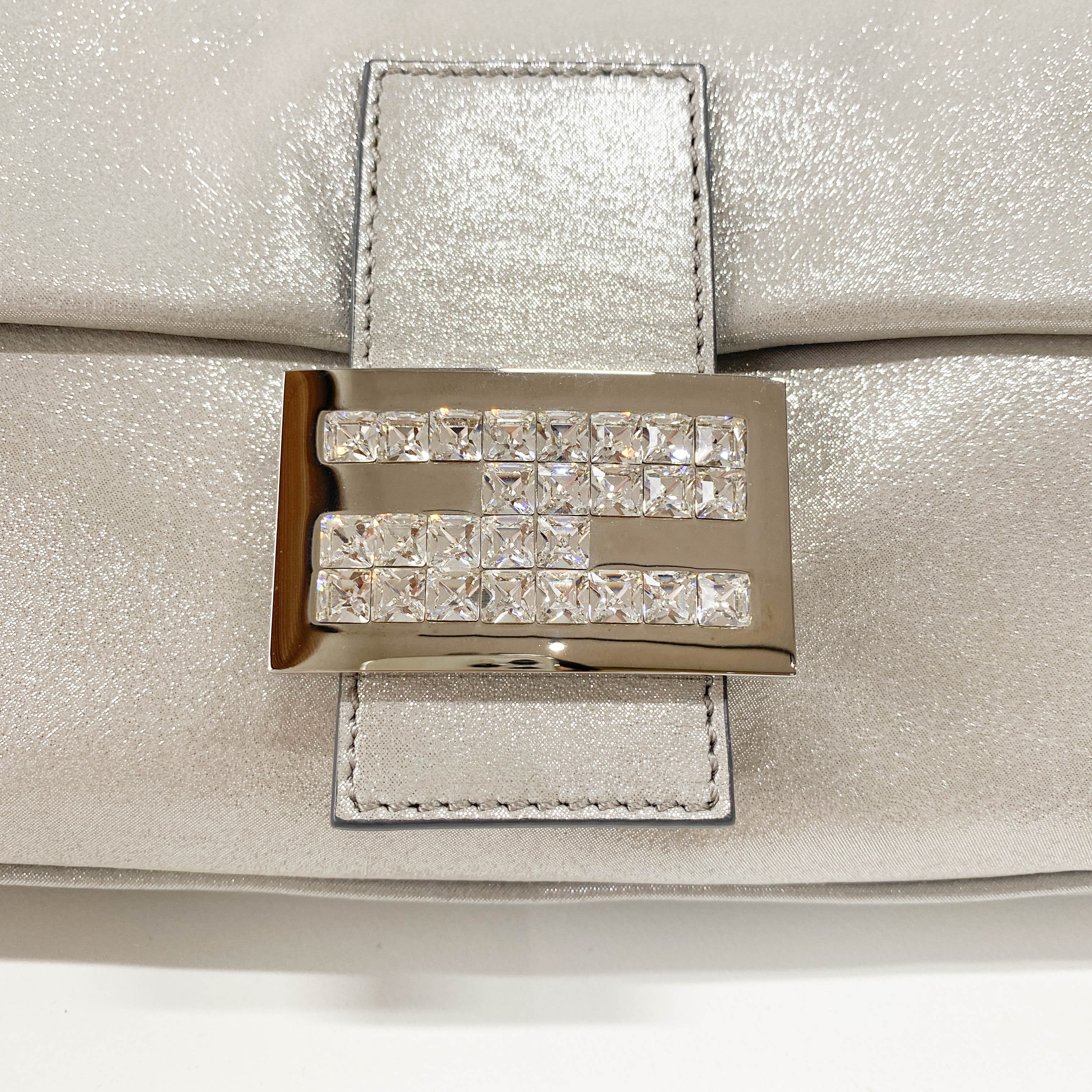 Baguette Glitter Grey Nappa Leather Shoulder Bag