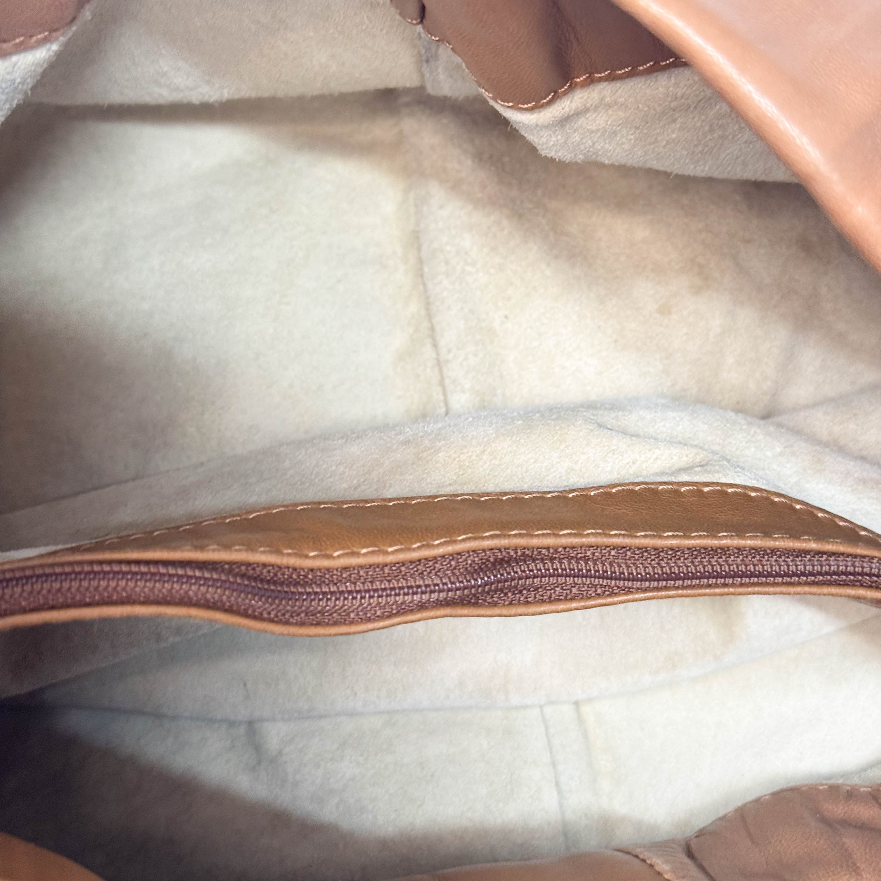 Caramel Brown Intrecciato Shoulder Bag