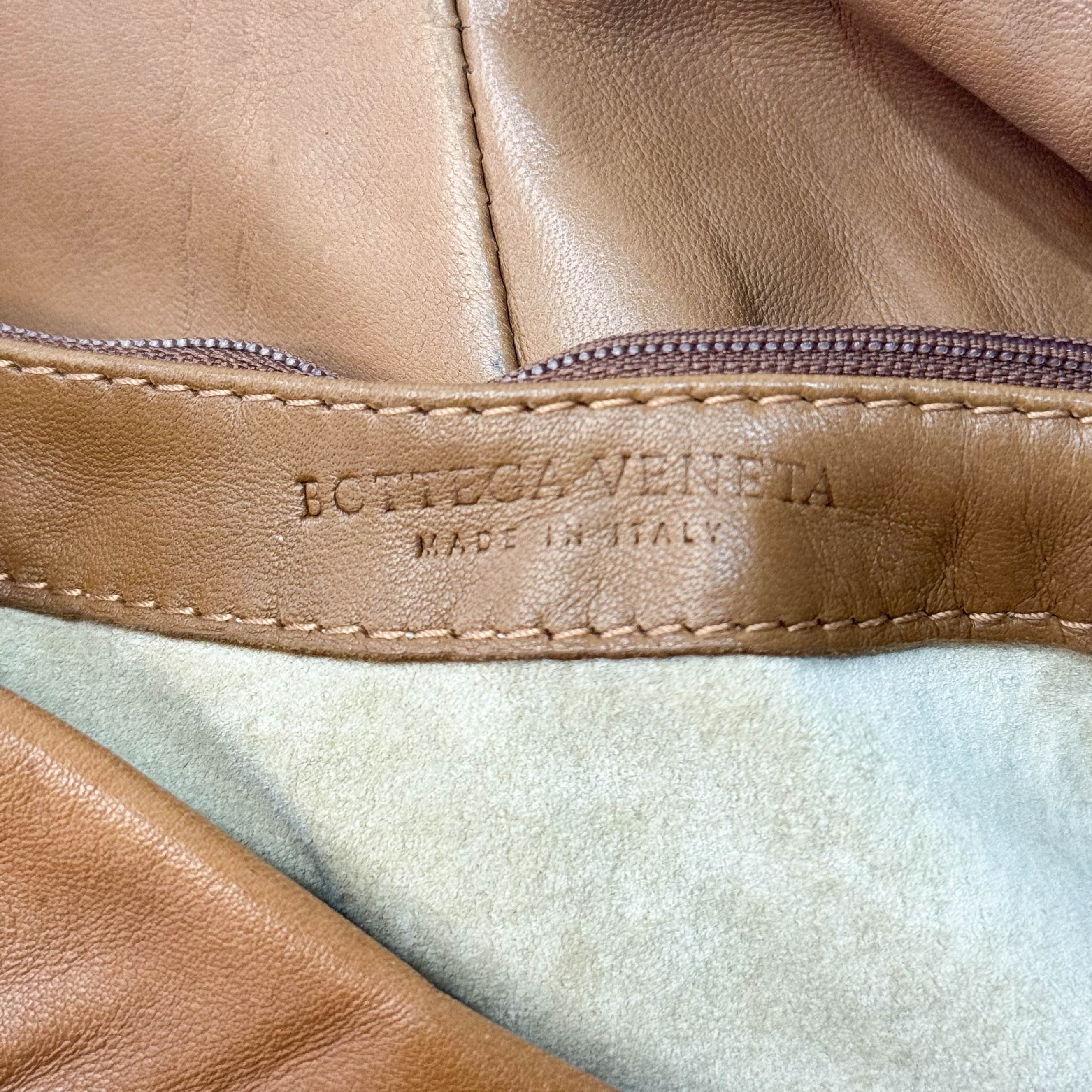 Caramel Brown Intrecciato Shoulder Bag