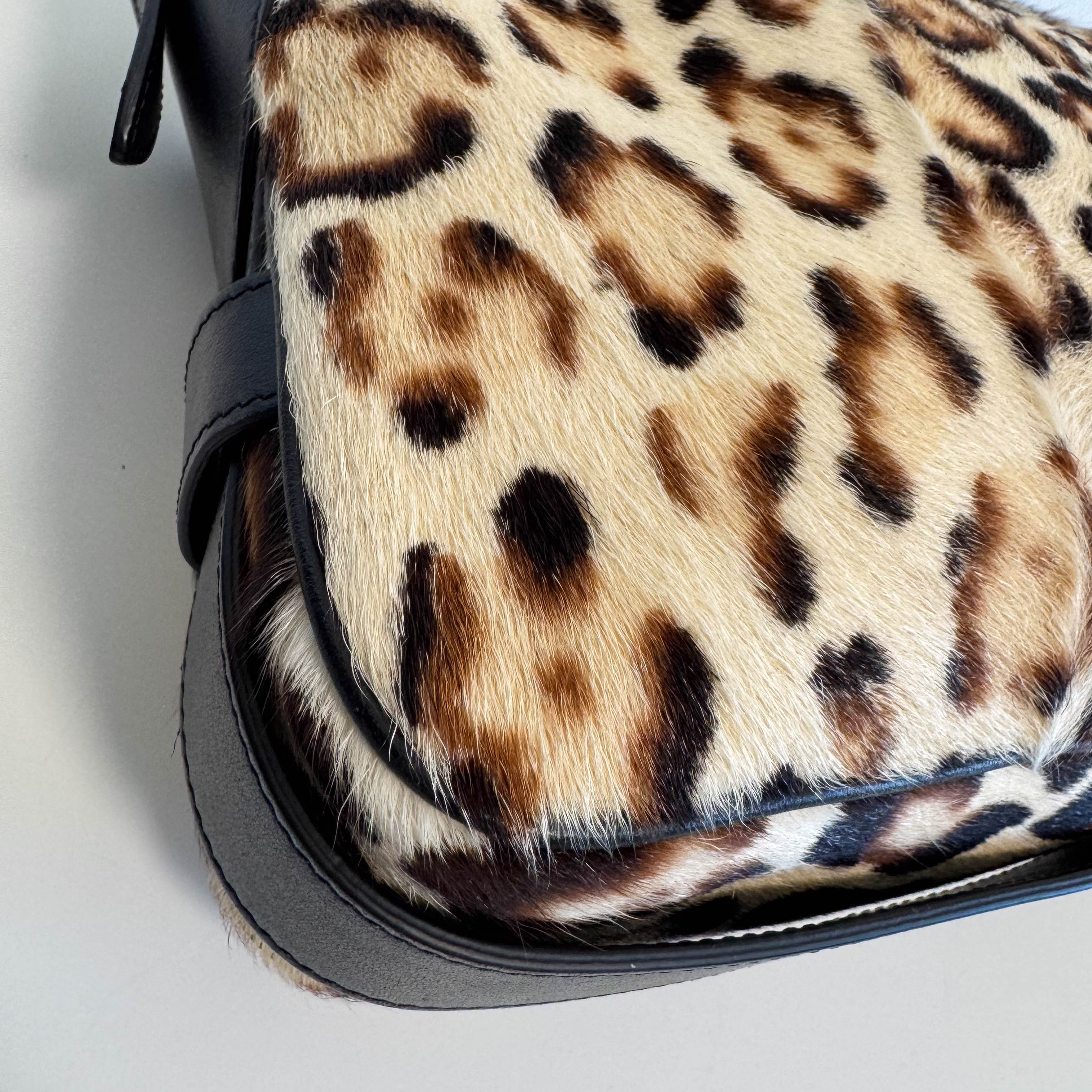 Romy Pony Hair Leopard Shoulder Bag