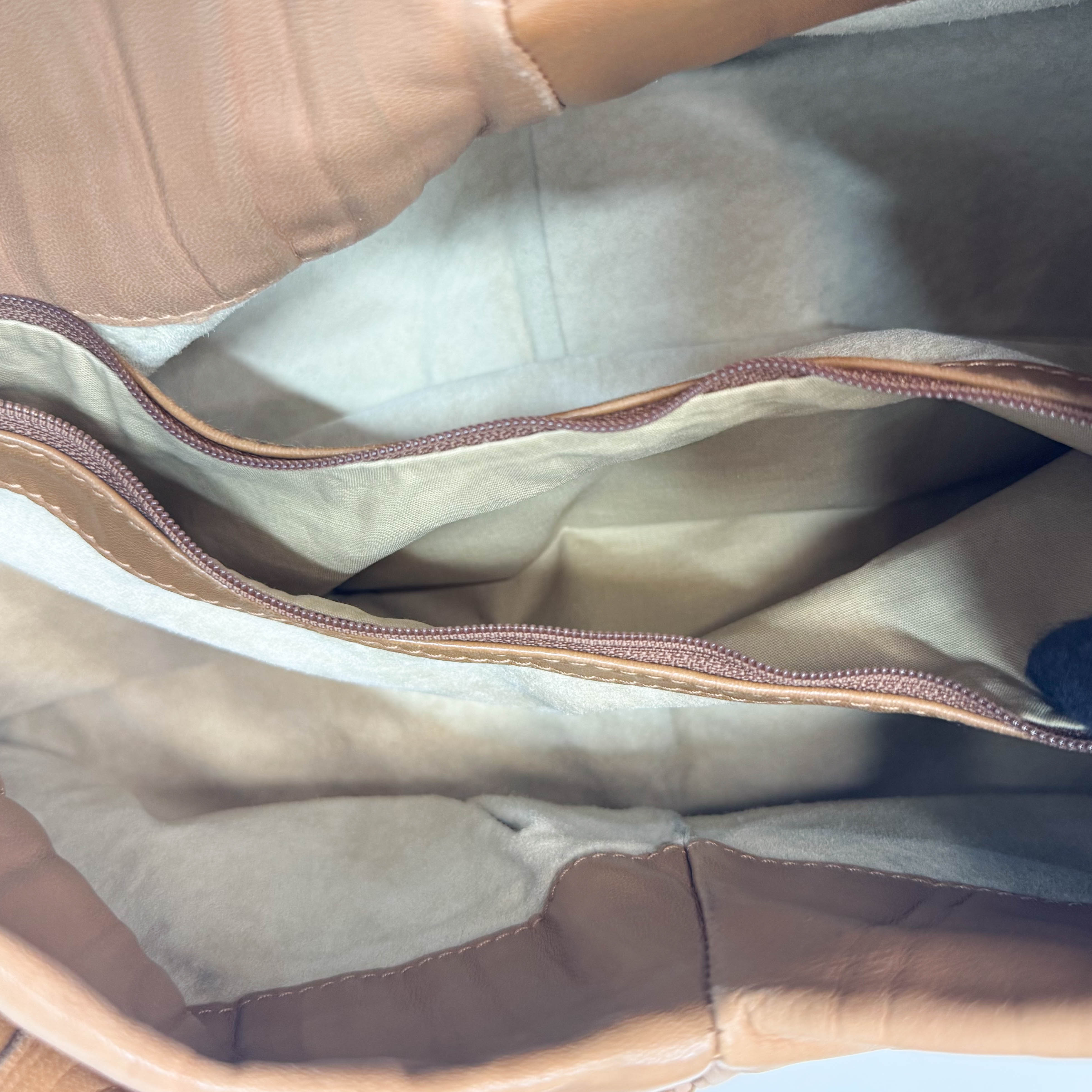 Caramel Brown Intrecciato Shoulder Bag