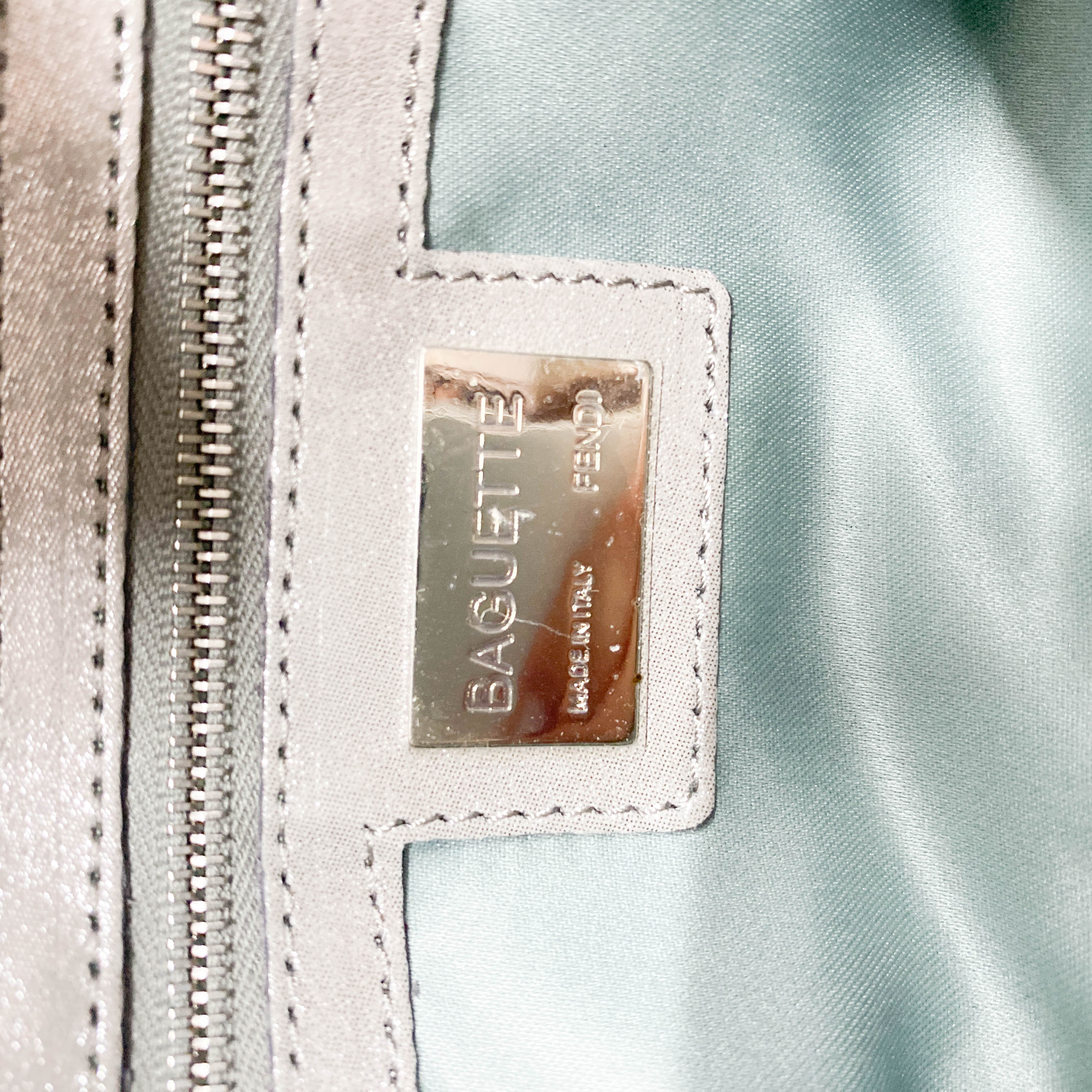 Baguette Glitter Grey Nappa Leather Shoulder Bag