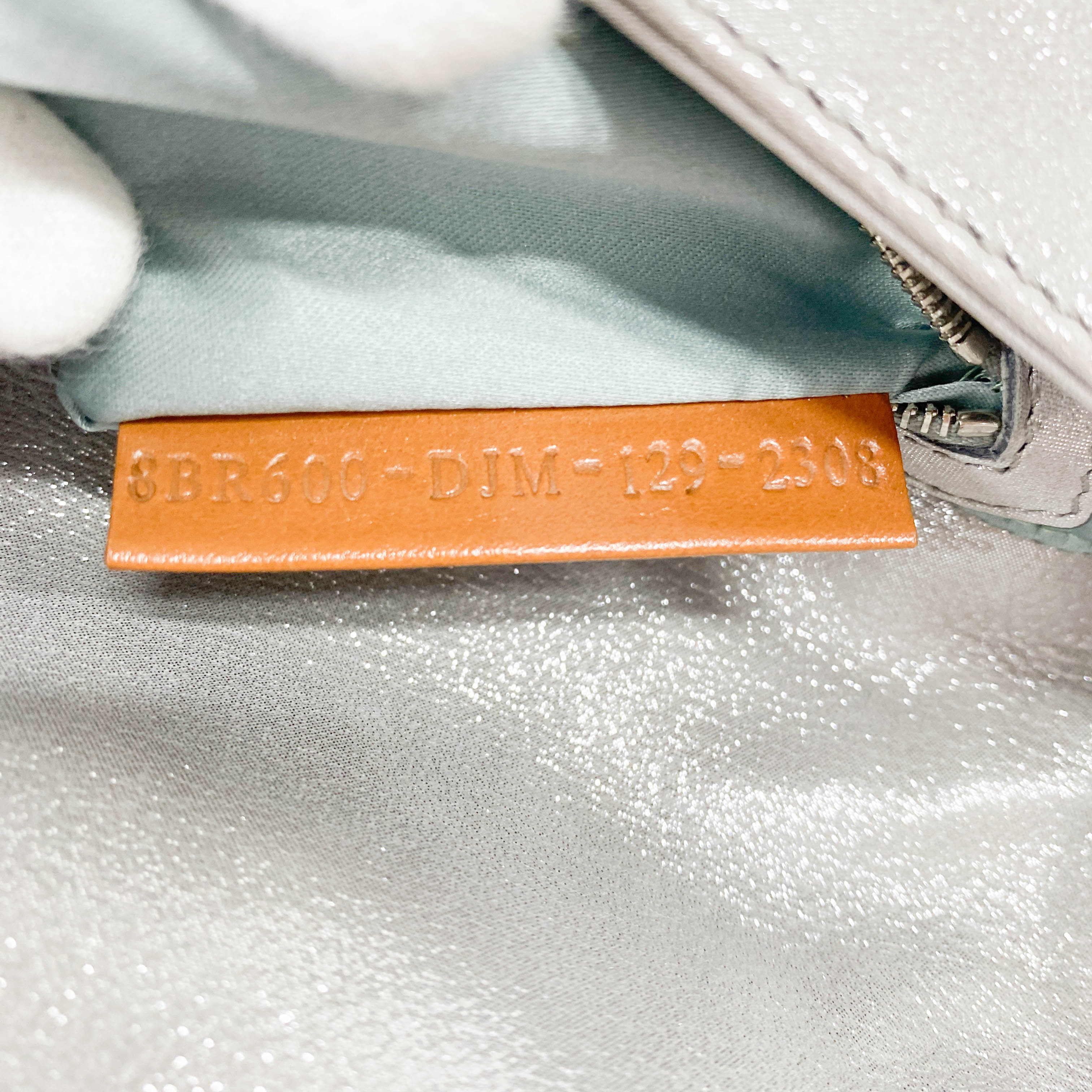 Baguette Glitter Grey Nappa Leather Shoulder Bag