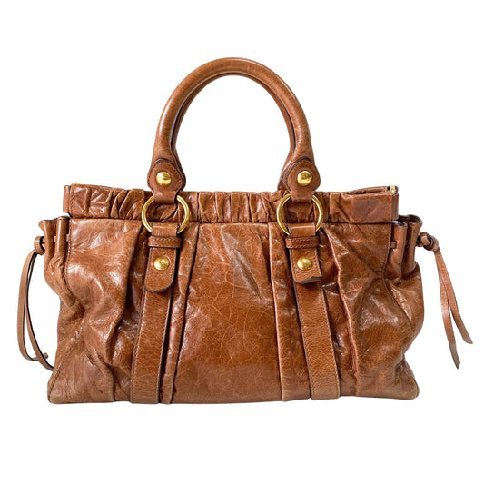 Vitello Bauletto Brown Leather Handle/Shoulder Bag