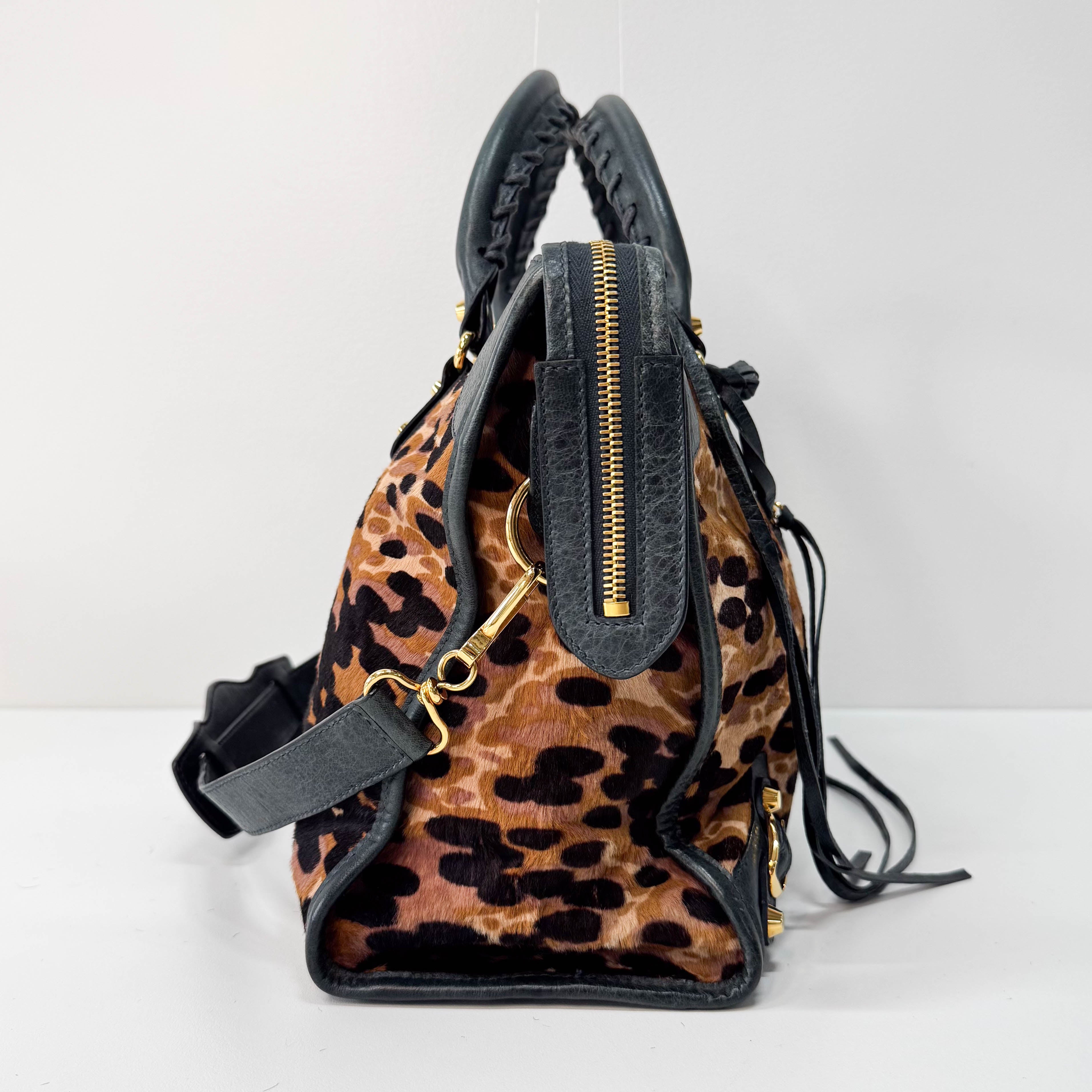 Le City Leopard Print Pony Hair Bag