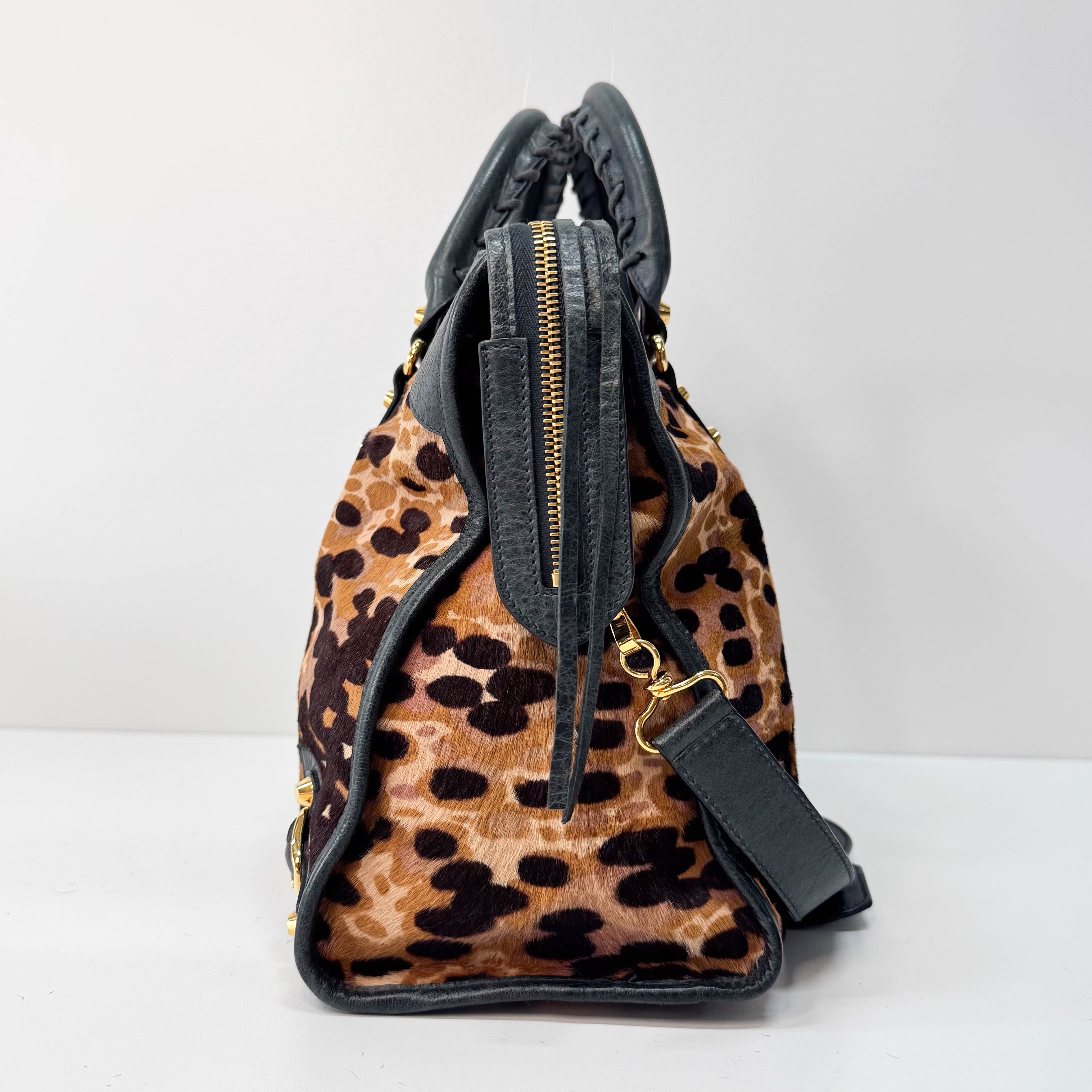 Le City Leopard Print Pony Hair Bag