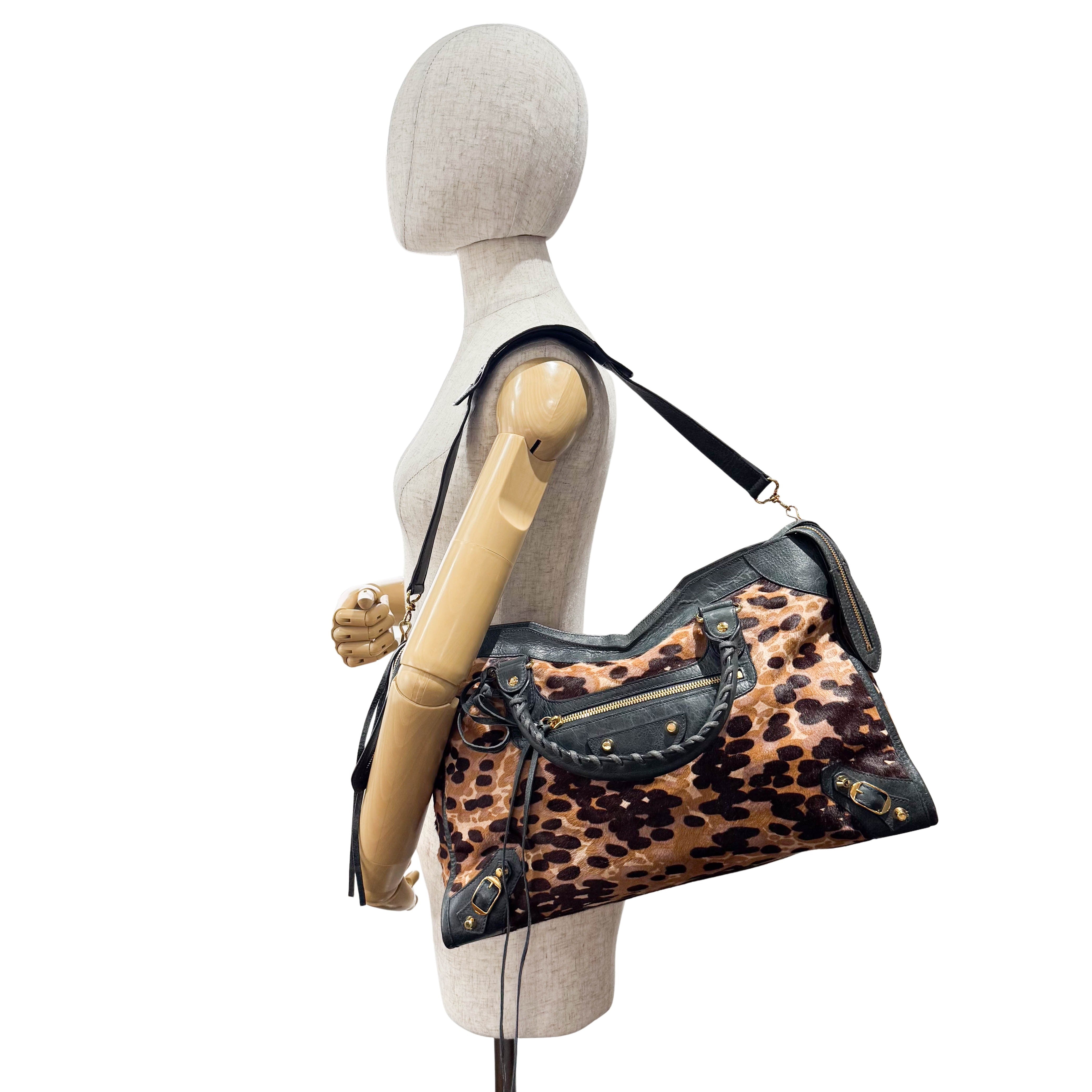Le City Leopard Print Pony Hair Bag