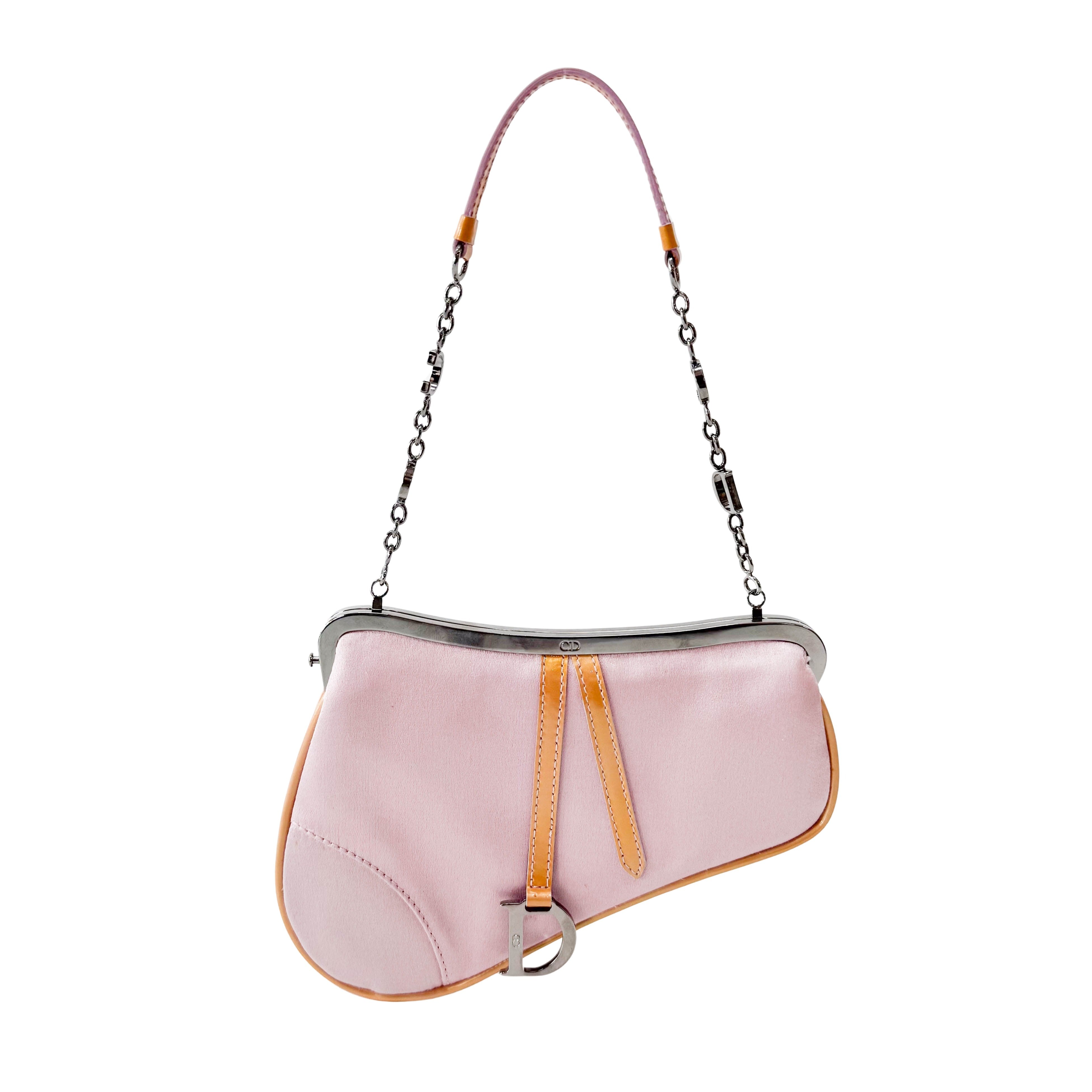 Saddle Mini Pink Satin Chain Bag