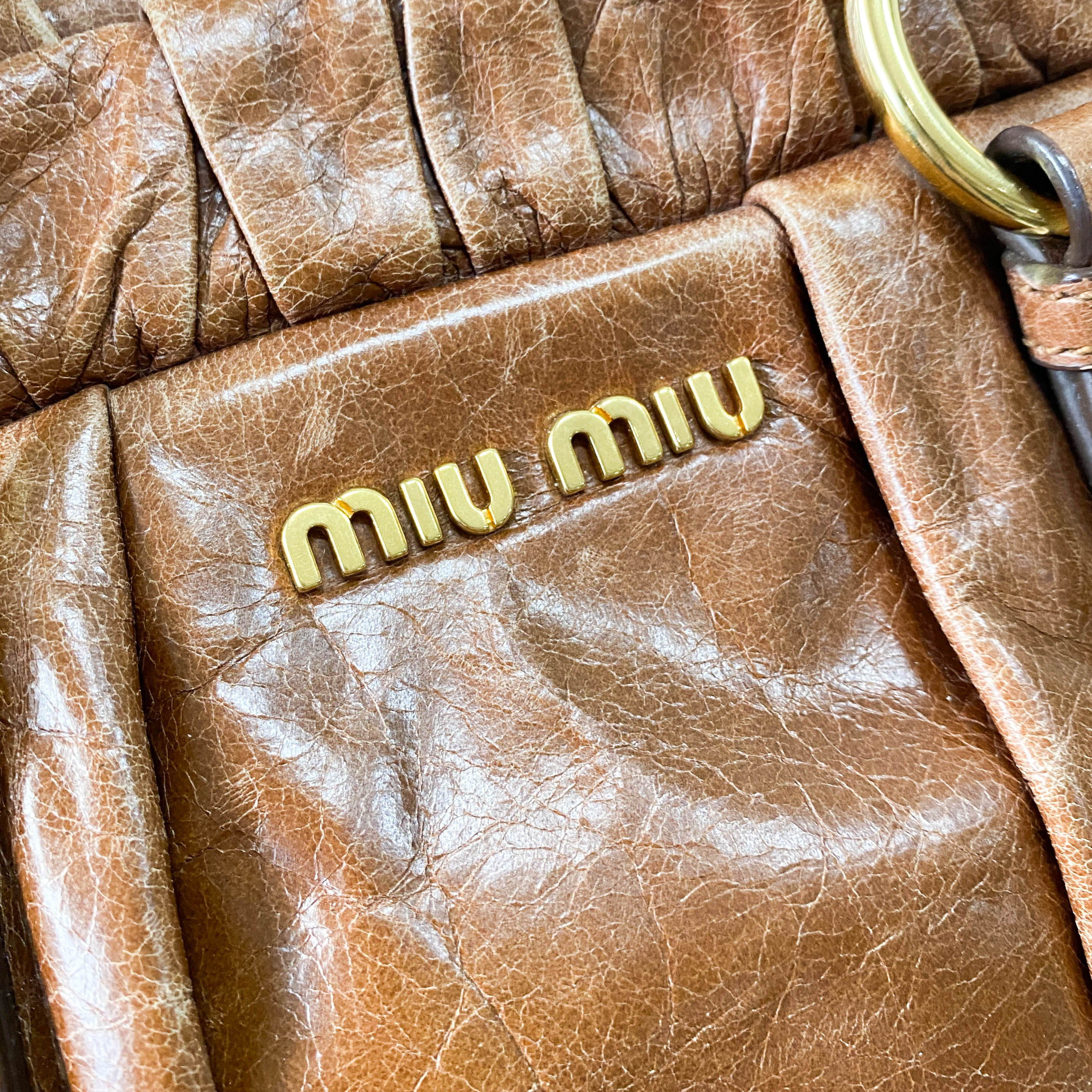 Vitello Bauletto Brown Leather Handle/Shoulder Bag