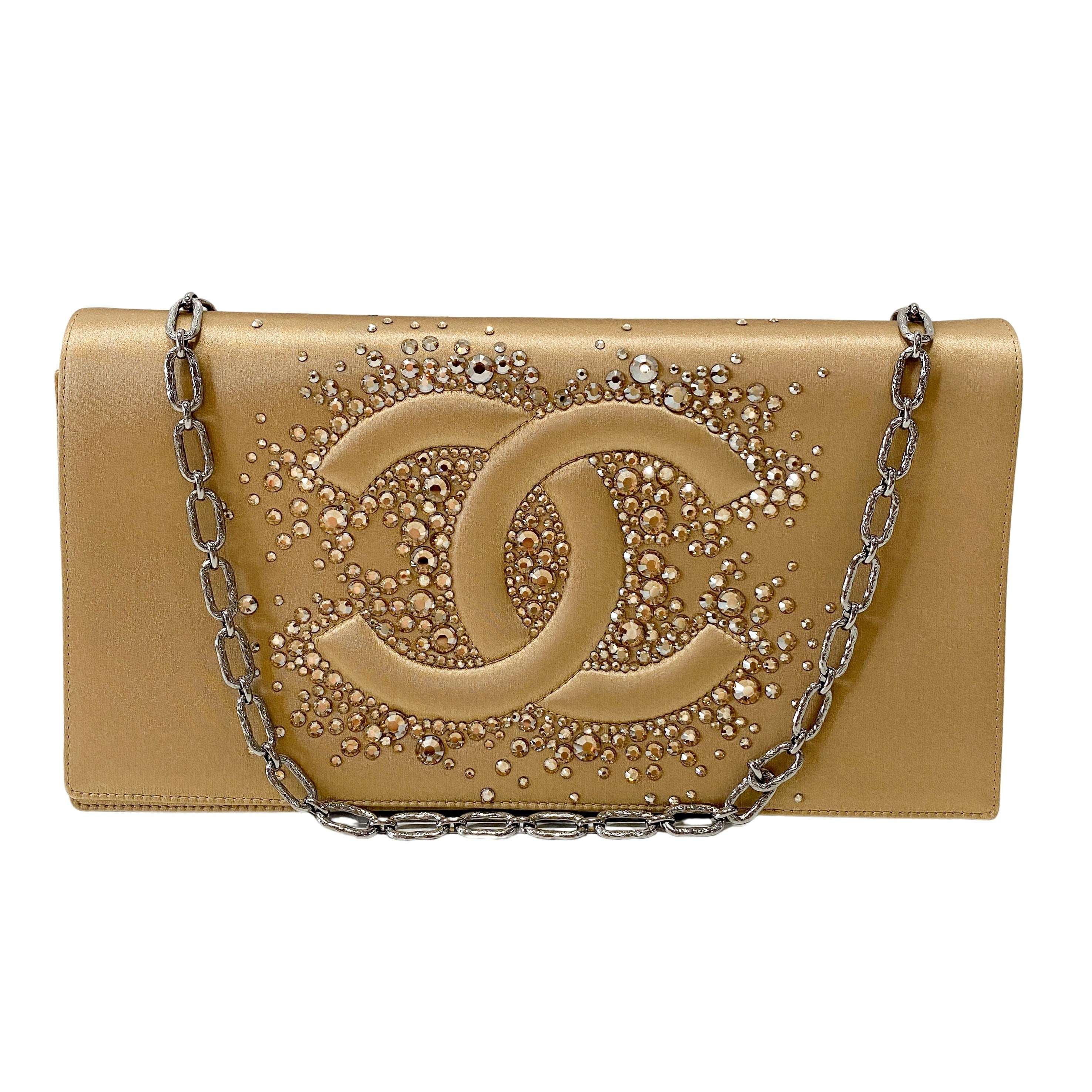 Coco Mark Satin Rhinestone Shoulder Bag