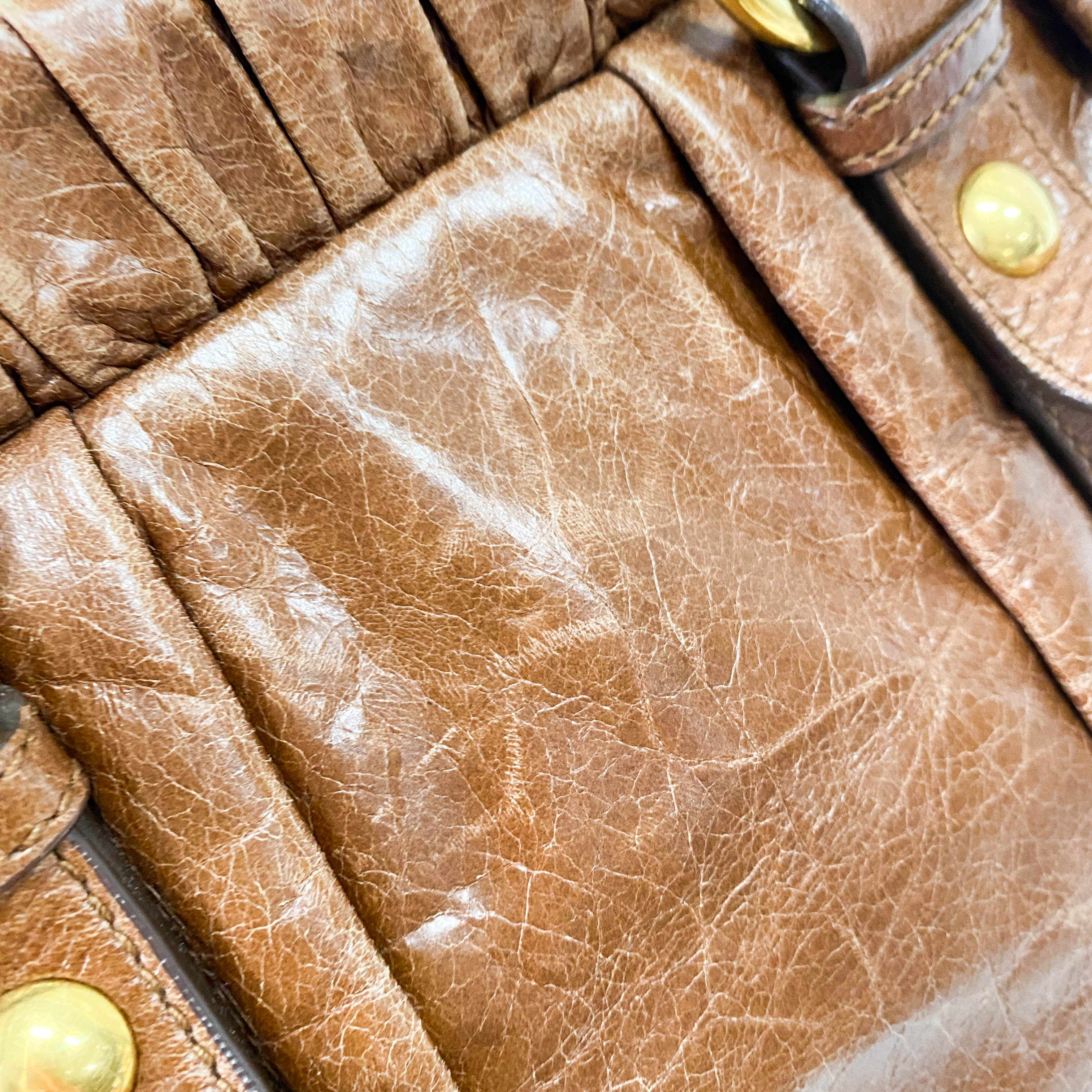 Vitello Bauletto Brown Leather Handle/Shoulder Bag