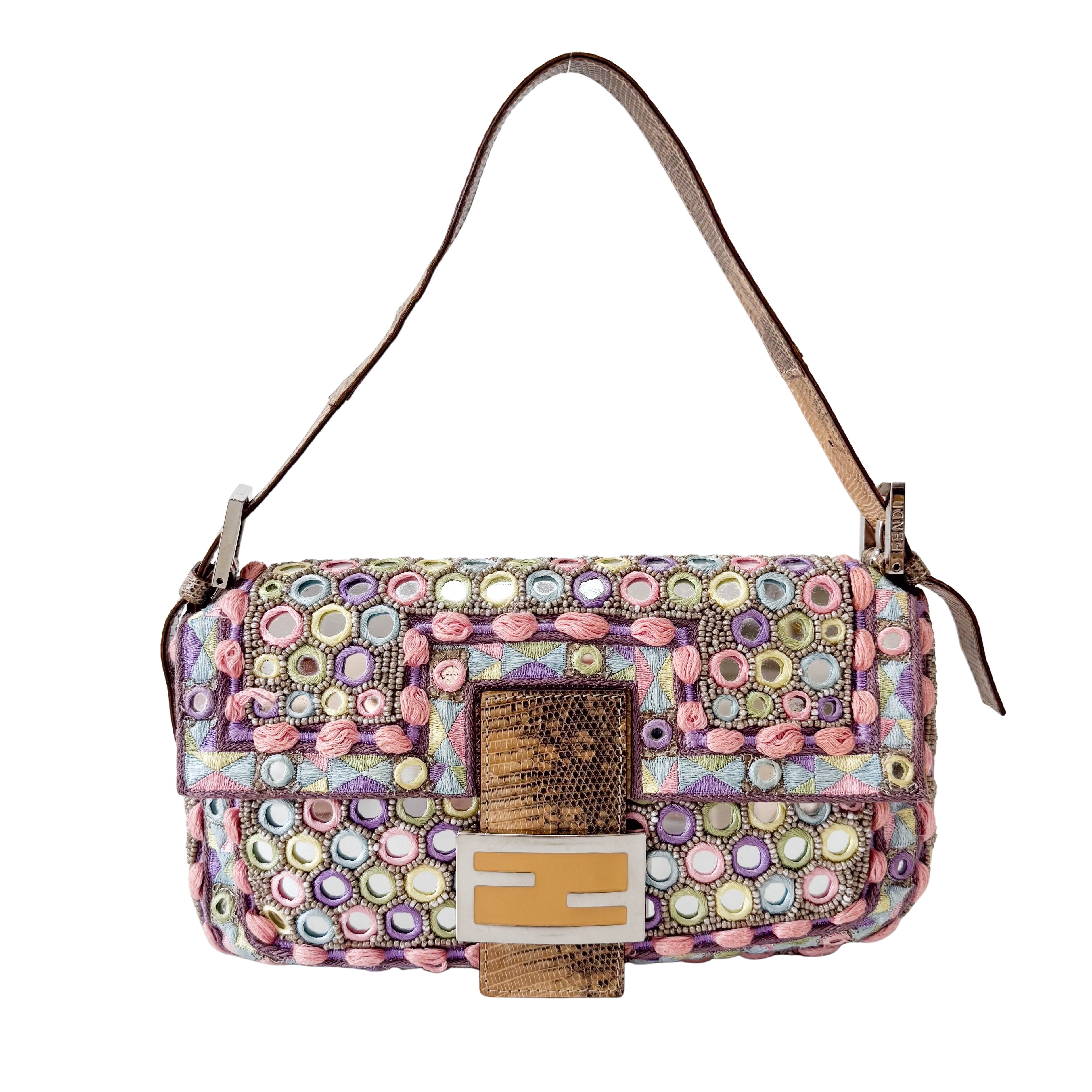 Limited Edition Baguette Embroidered Mirror Shoulder Bag