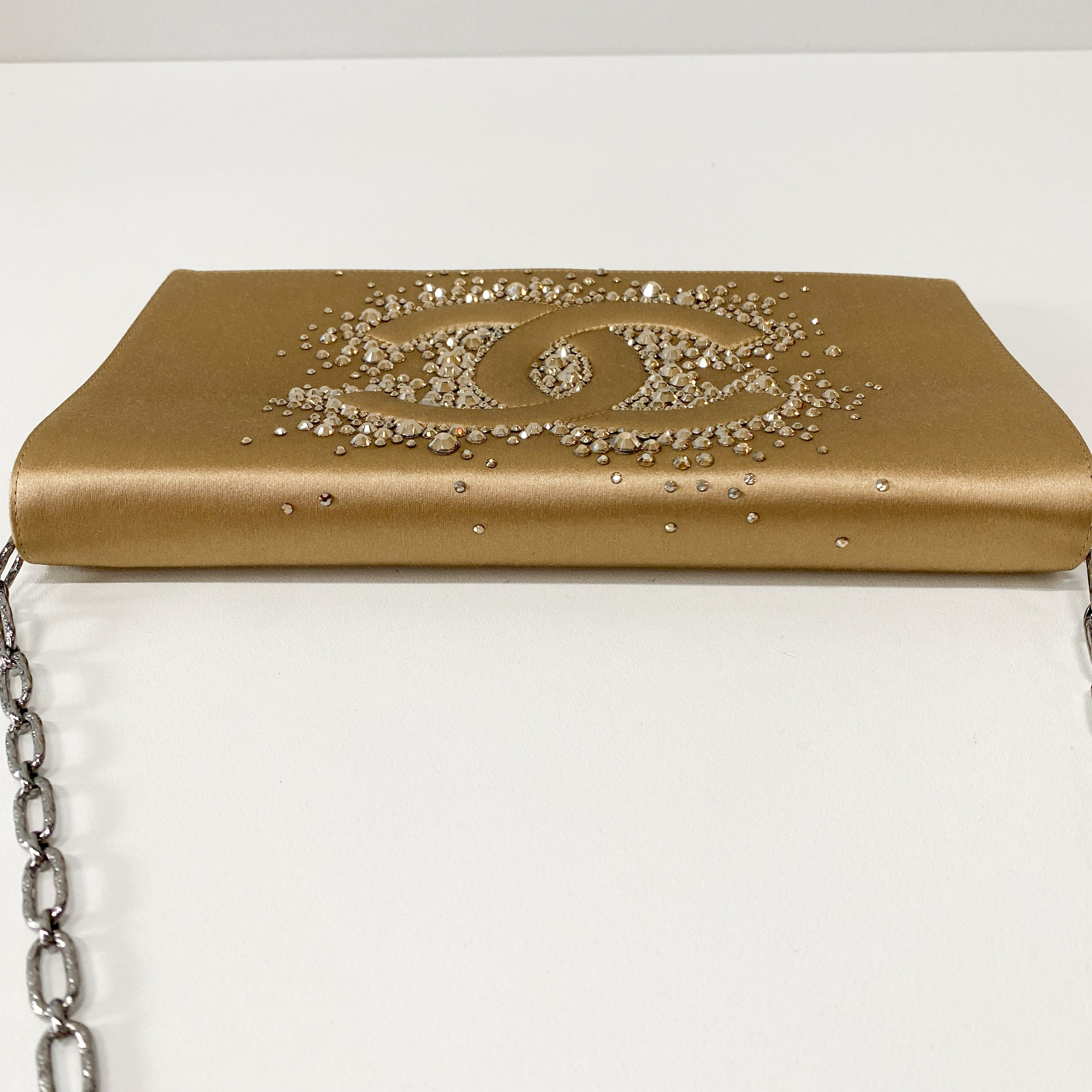 Coco Mark Satin Rhinestone Shoulder Bag