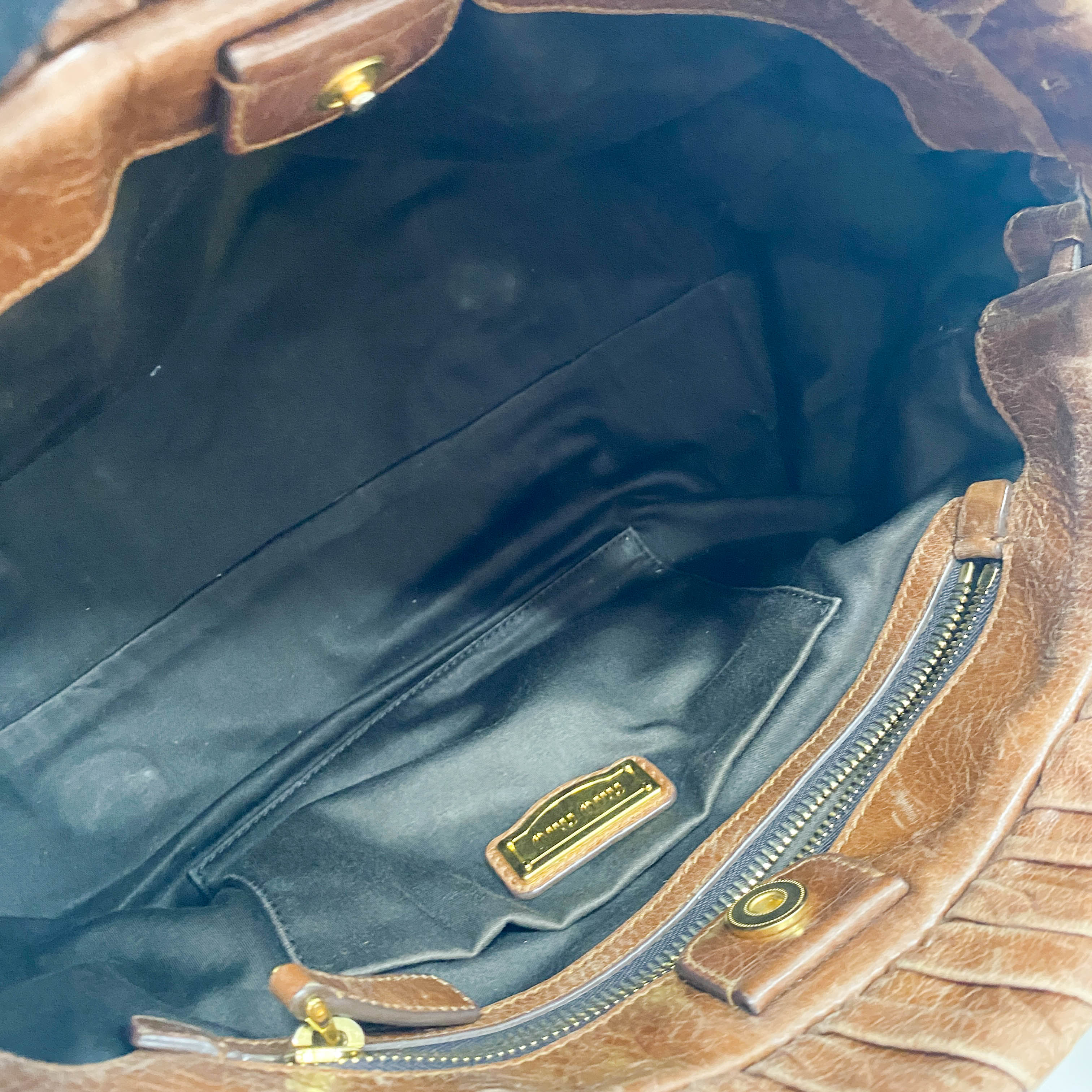 Vitello Bauletto Brown Leather Handle/Shoulder Bag