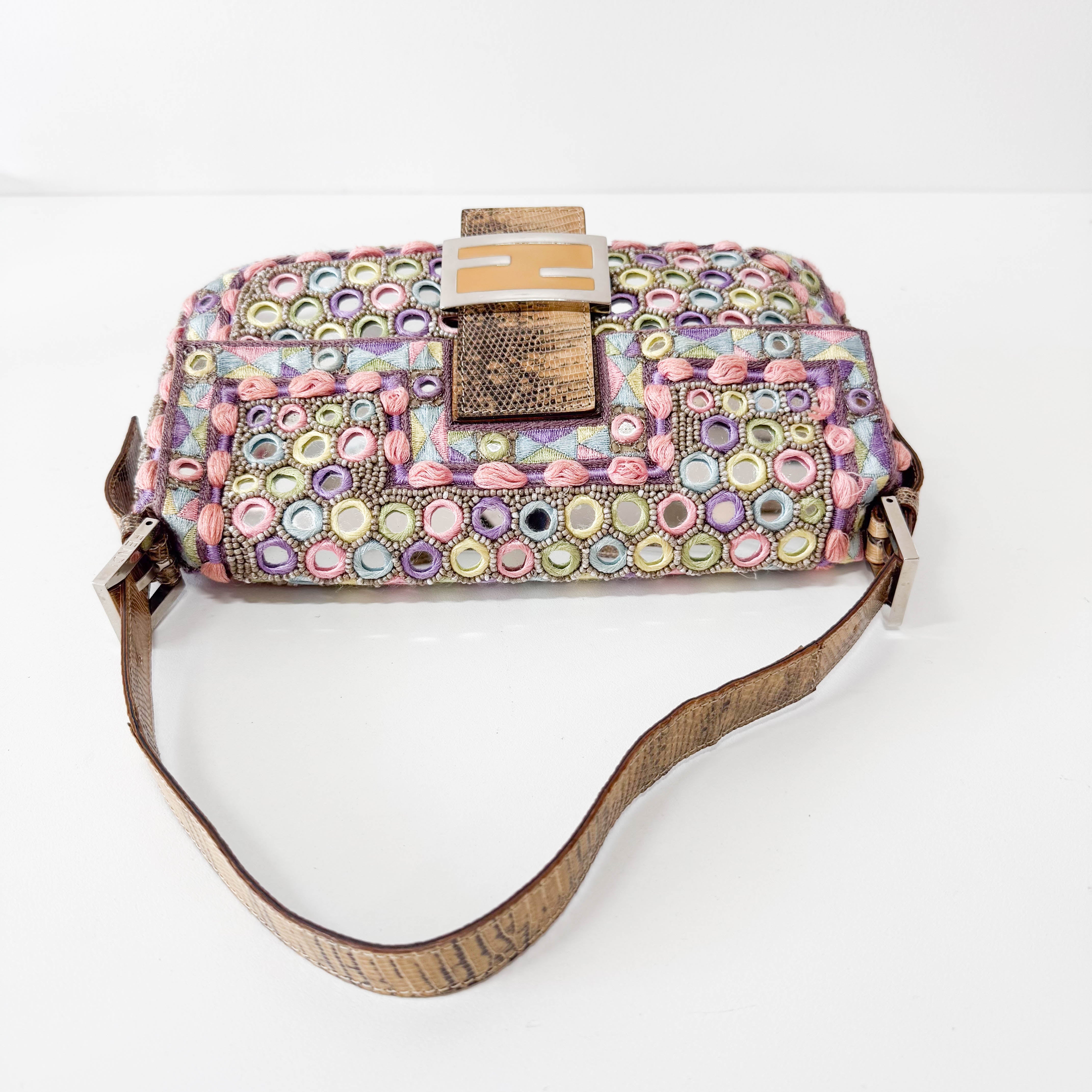 Limited Edition Baguette Embroidered Mirror Shoulder Bag