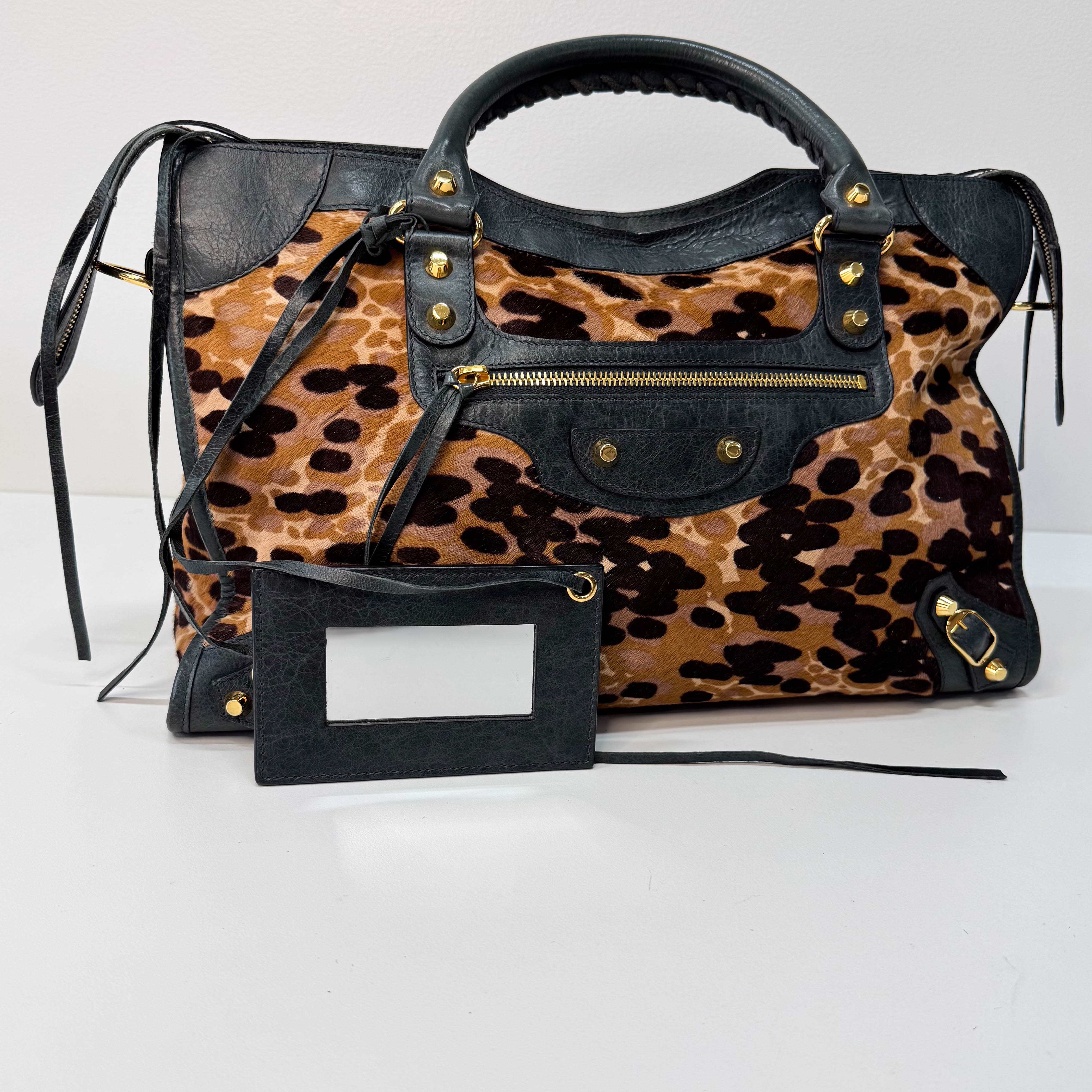 Le City Leopard Print Pony Hair Bag
