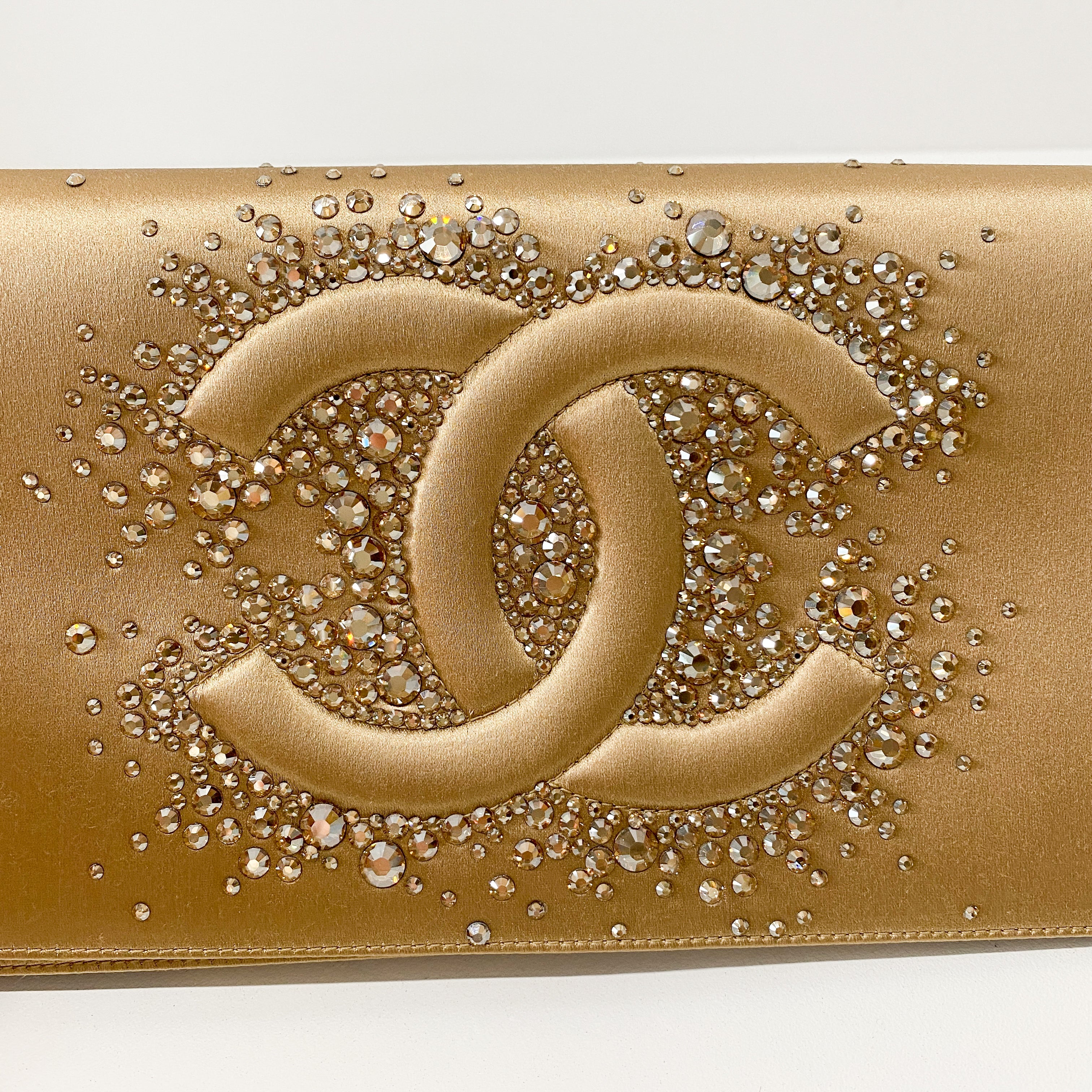 Coco Mark Satin Rhinestone Shoulder Bag