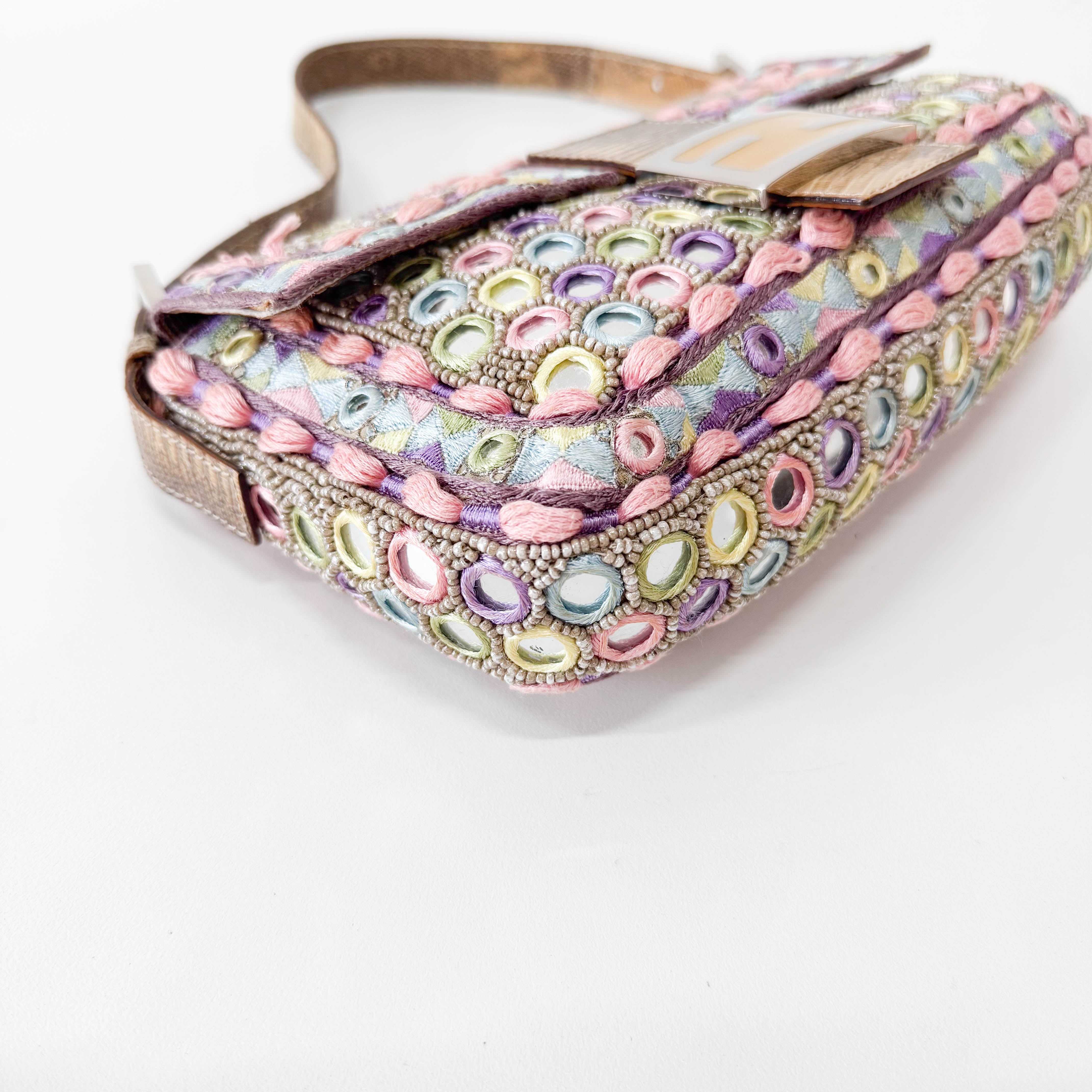 Limited Edition Baguette Embroidered Mirror Shoulder Bag