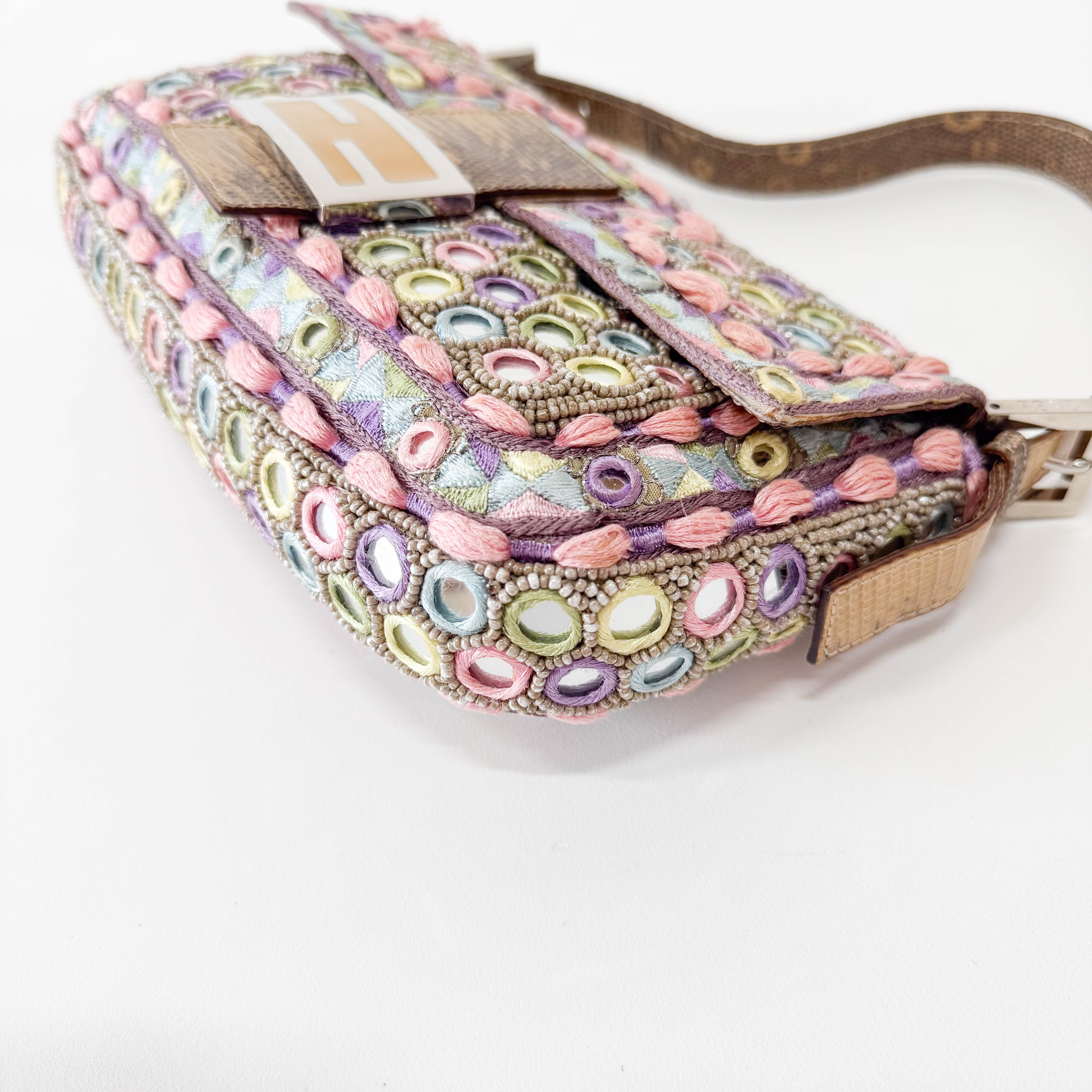 Limited Edition Baguette Embroidered Mirror Shoulder Bag
