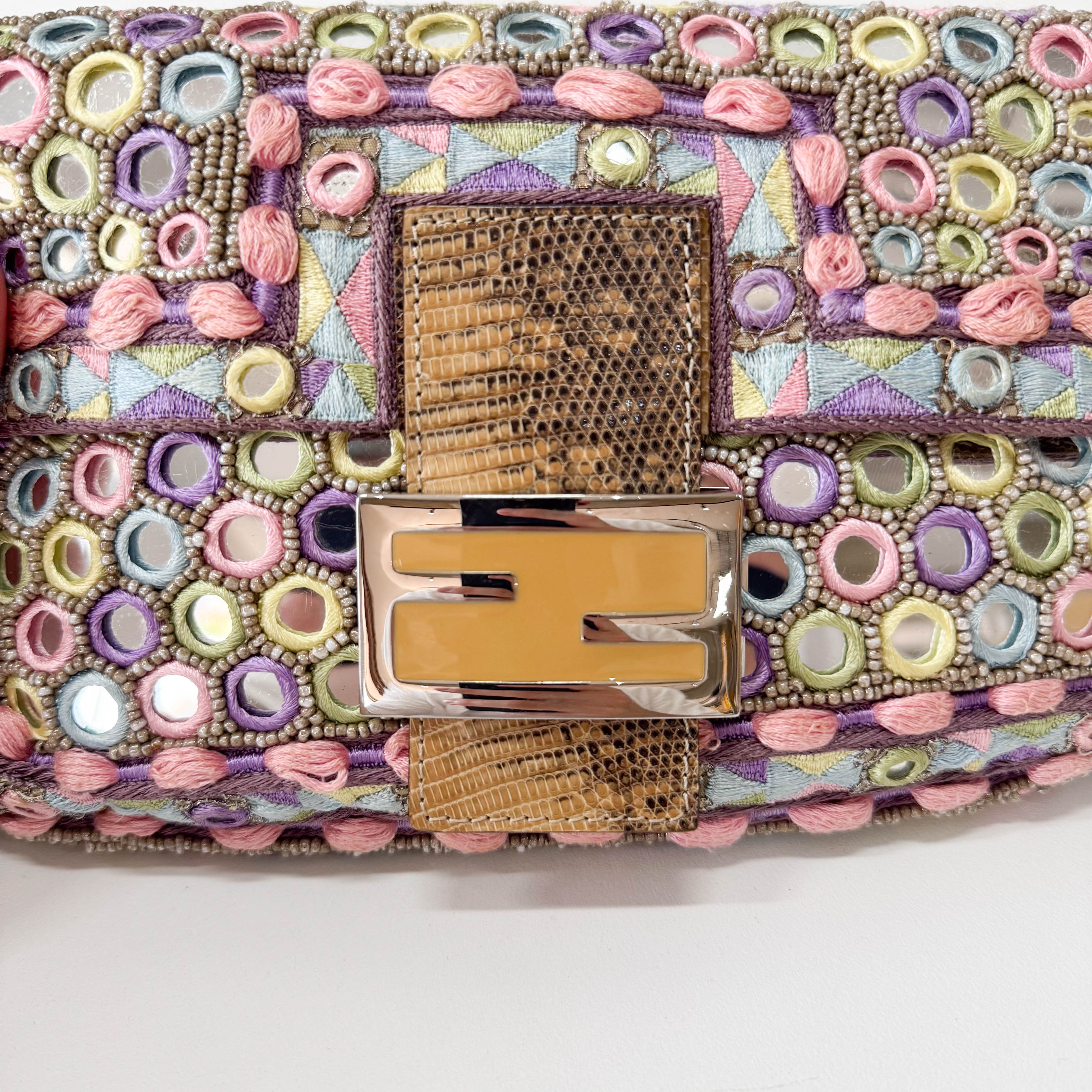 Limited Edition Baguette Embroidered Mirror Shoulder Bag