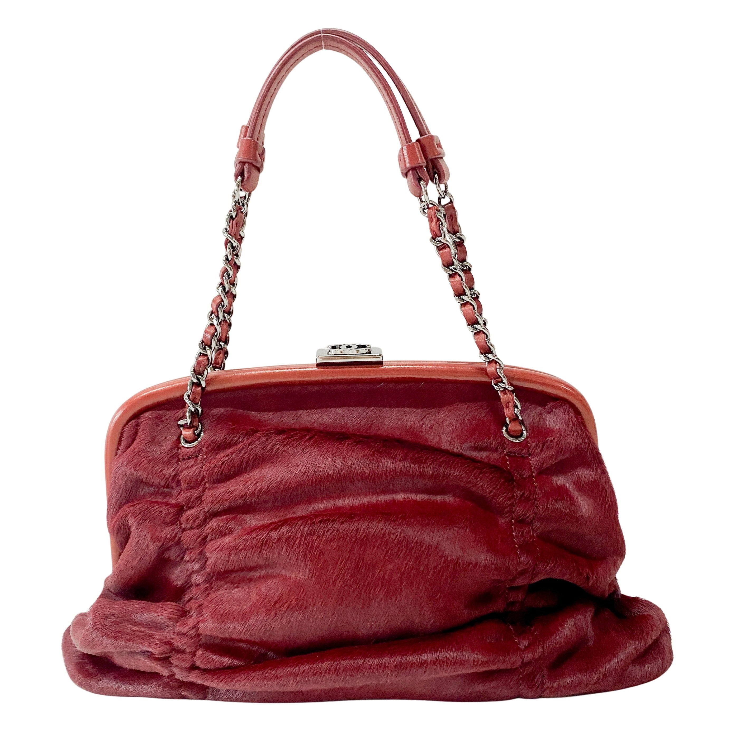 Burgundy Pony Hair Handbag