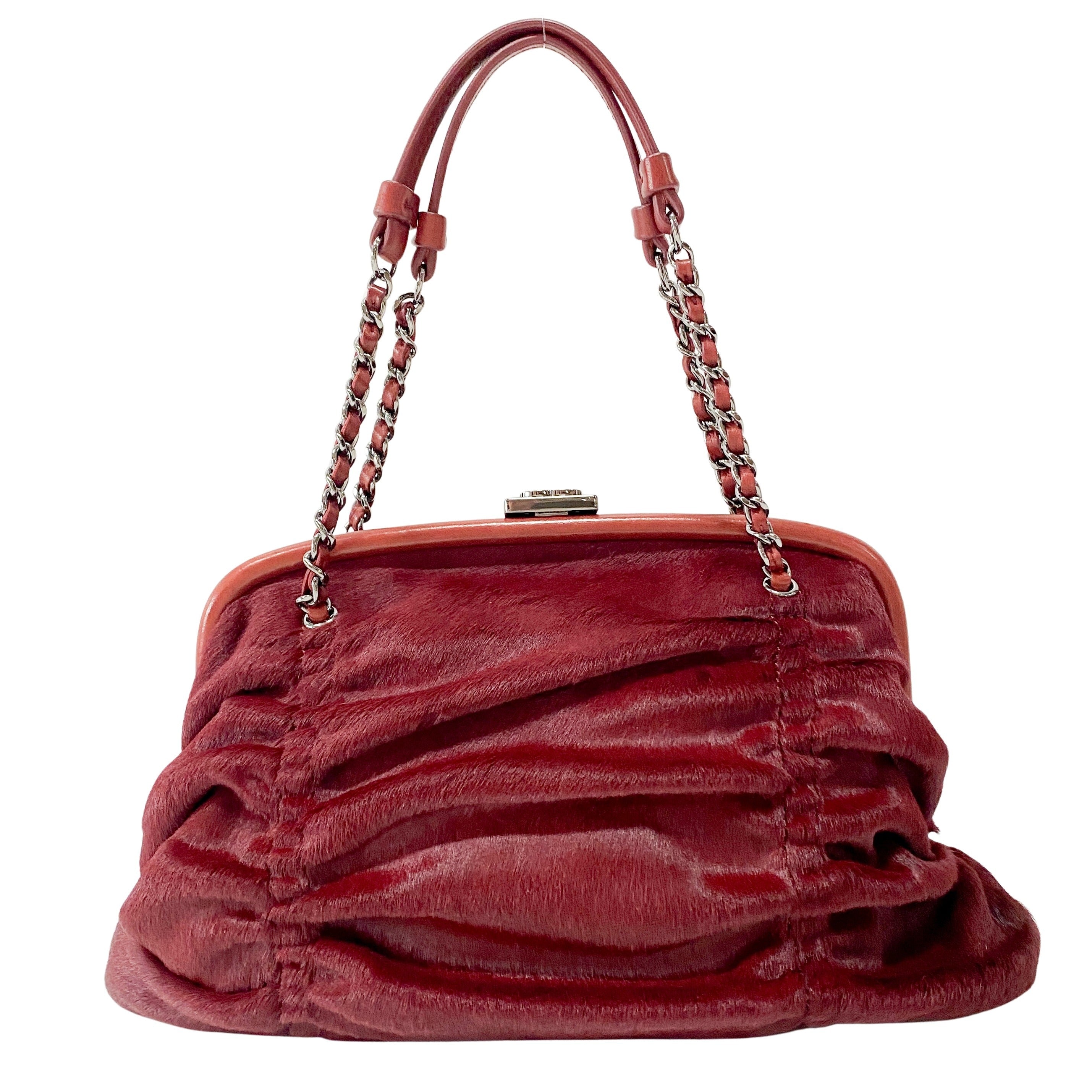 Burgundy Pony Hair Handbag