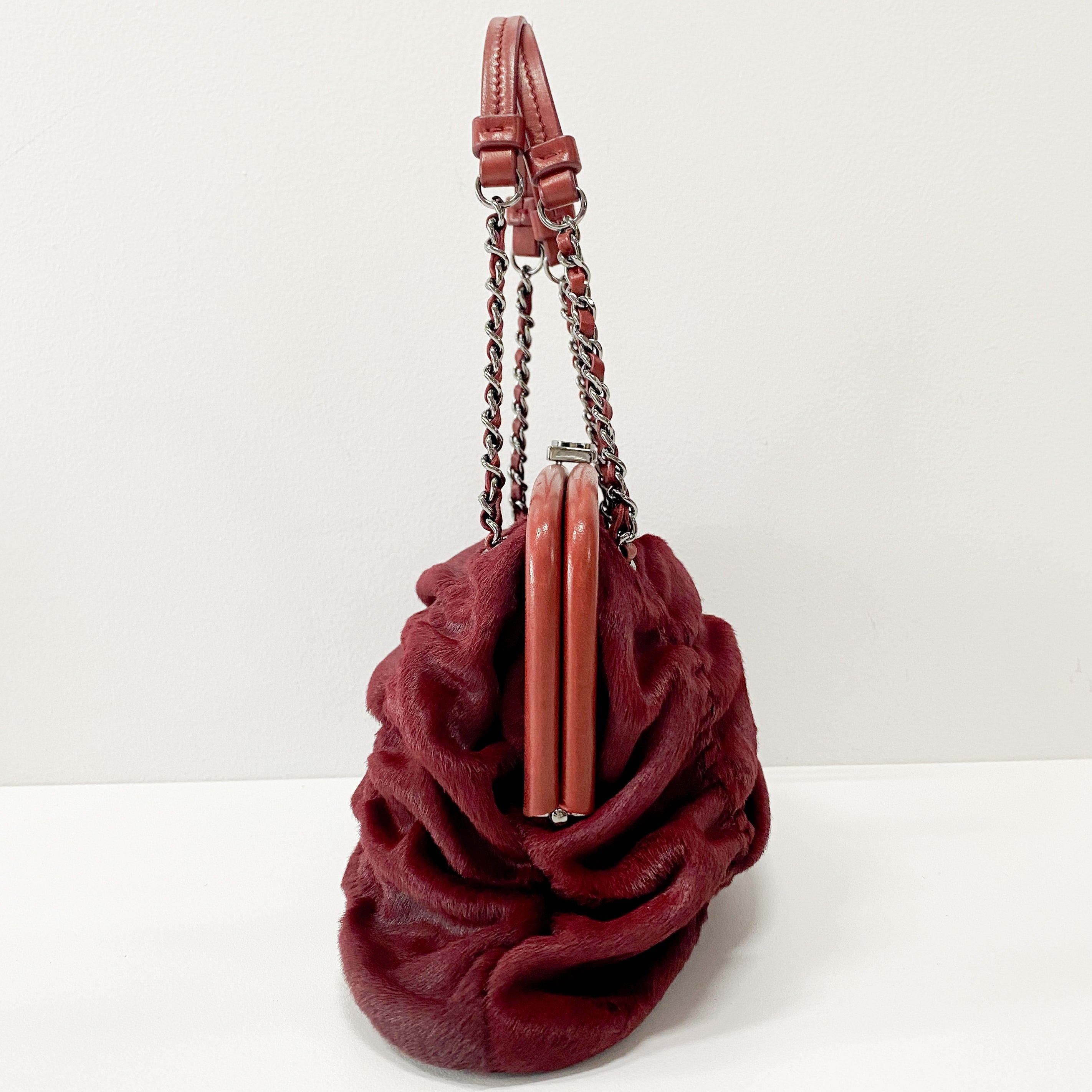 Burgundy Pony Hair Handbag