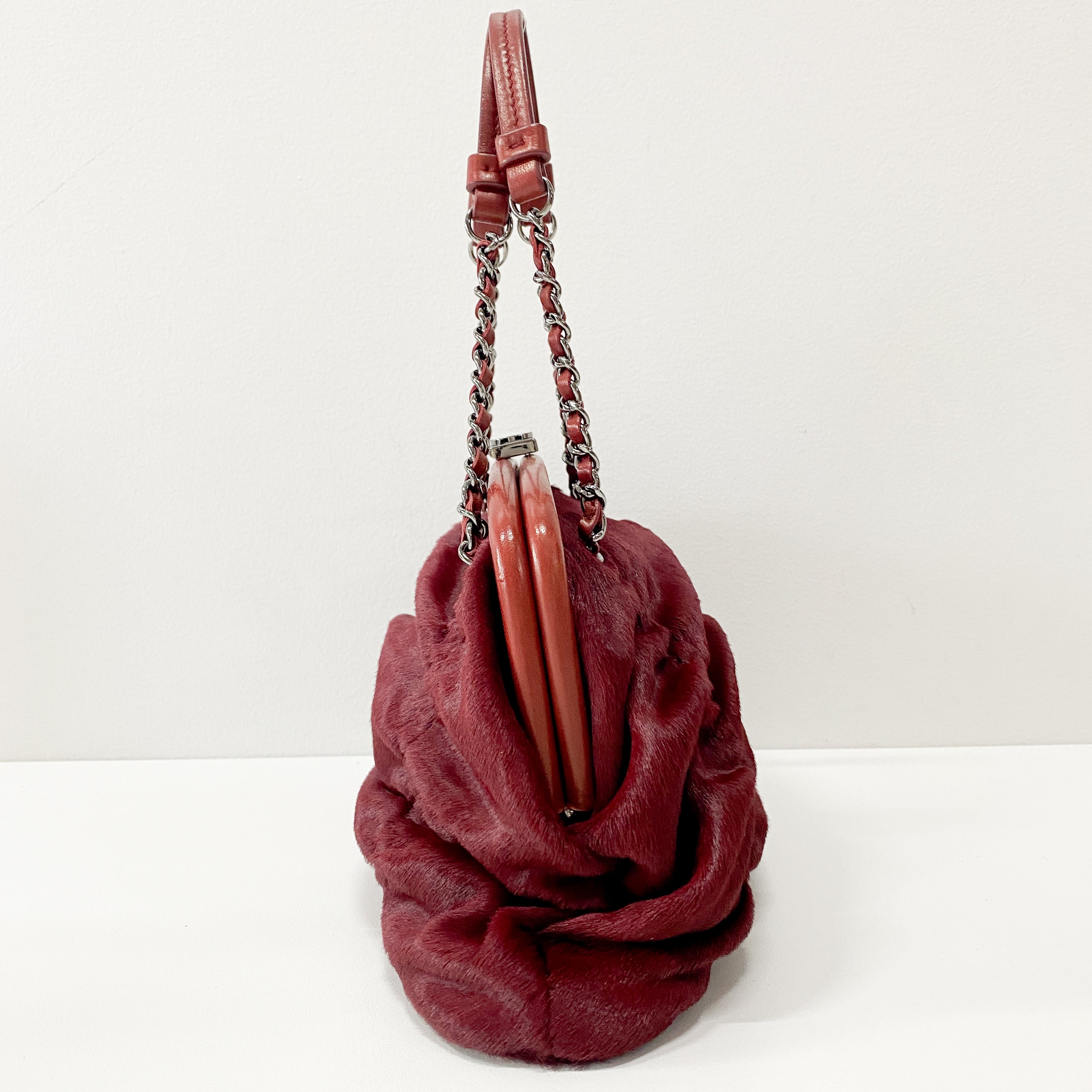 Burgundy Pony Hair Handbag