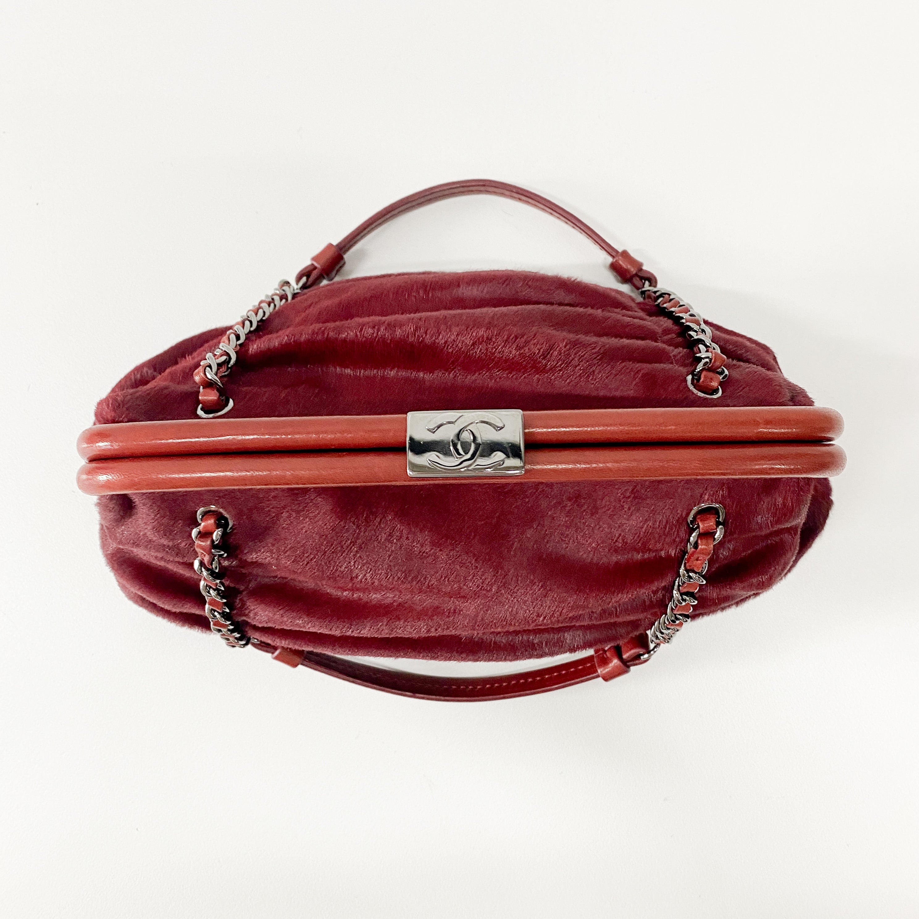 Burgundy Pony Hair Handbag