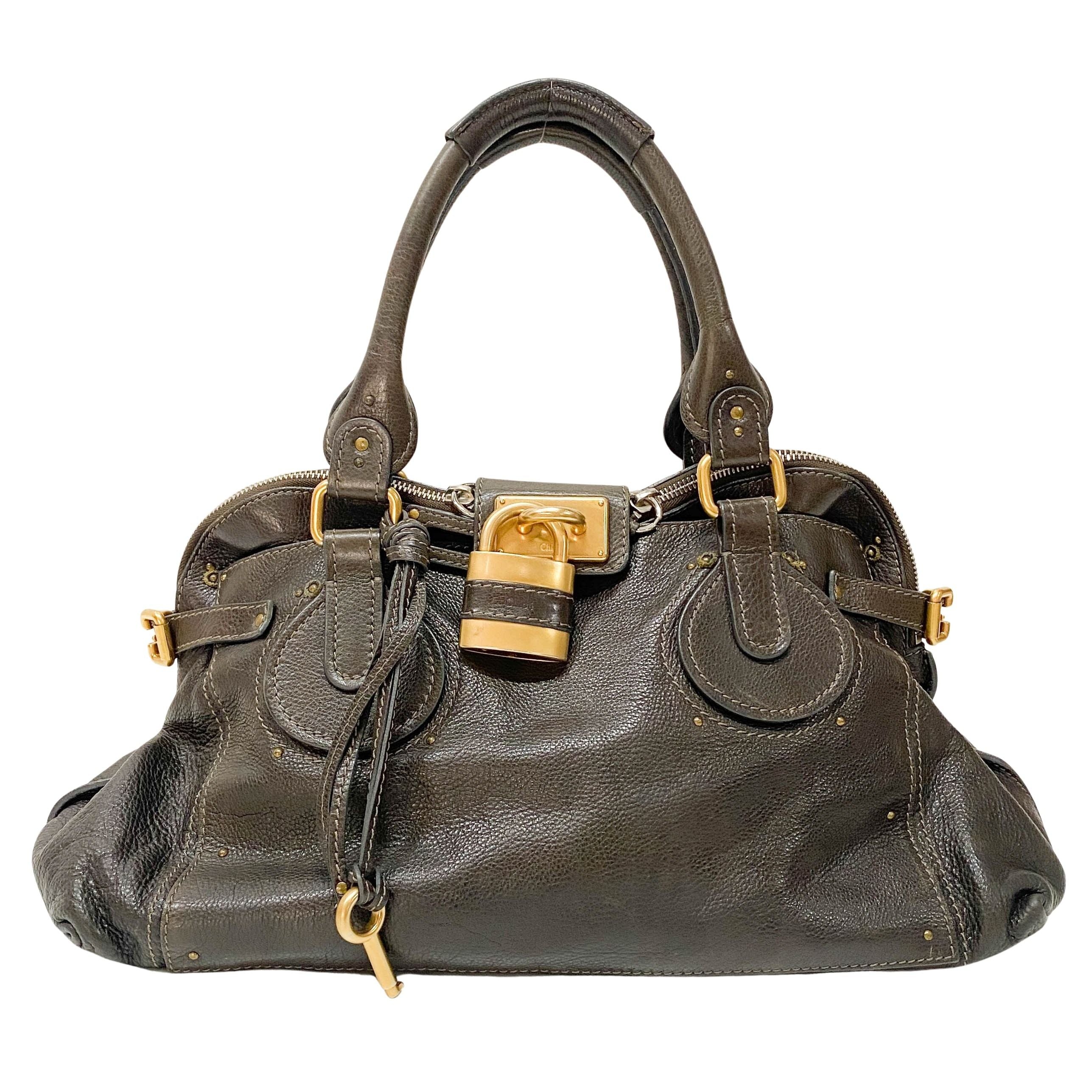 Paddington Brown Calfskin Leather Shoulder Bag