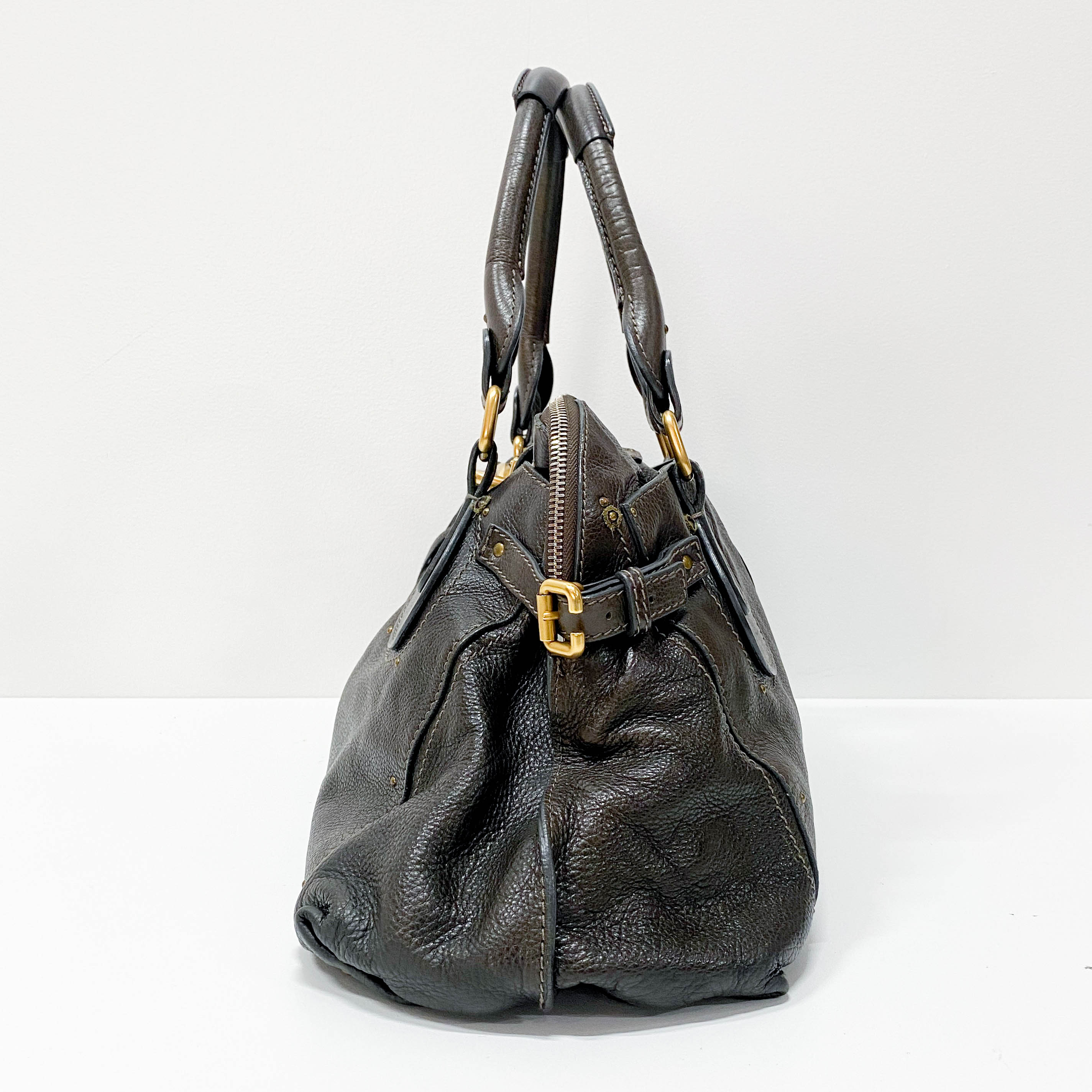 Paddington Brown Calfskin Leather Shoulder Bag