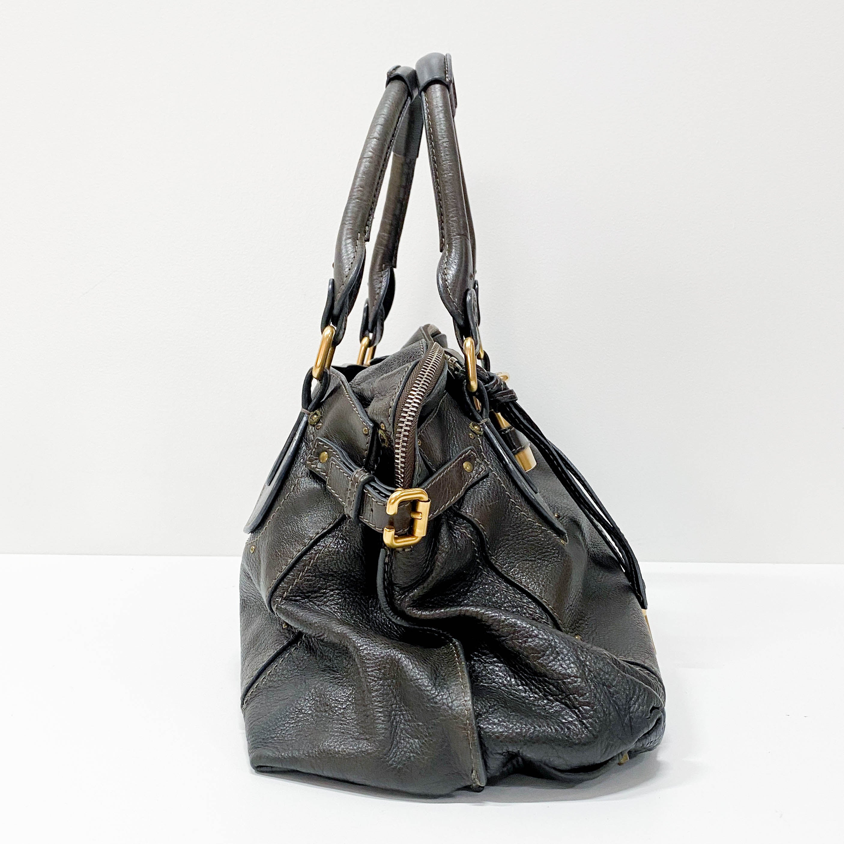 Paddington Brown Calfskin Leather Shoulder Bag
