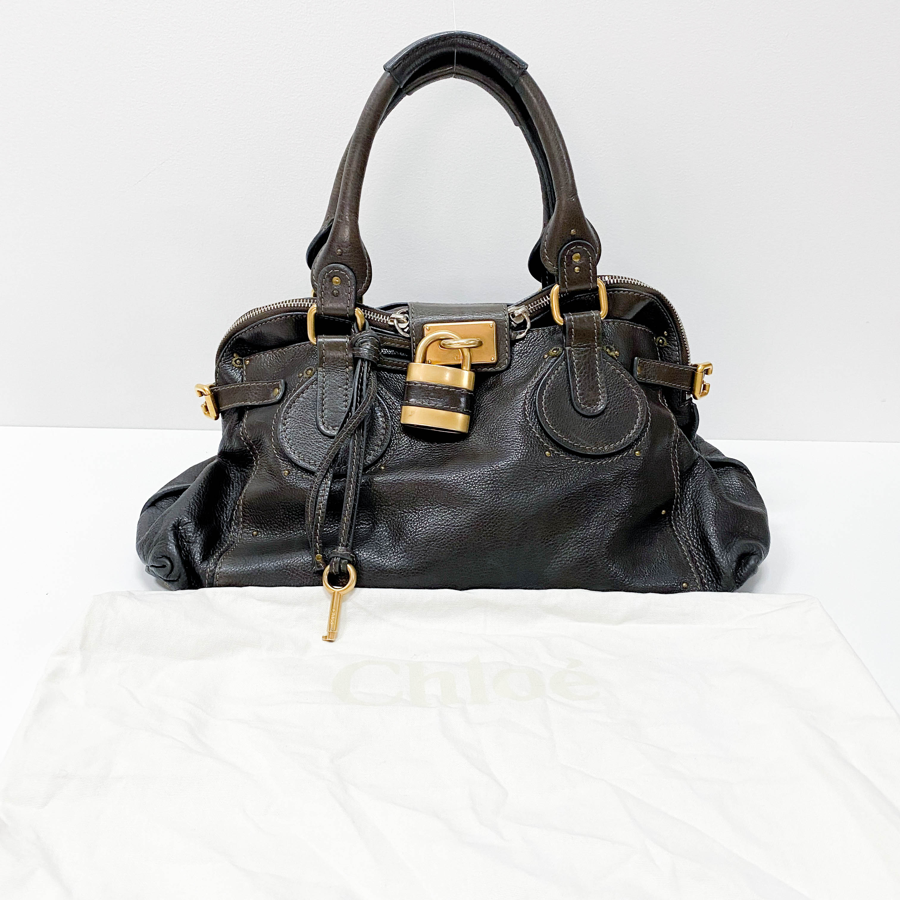 Paddington Brown Calfskin Leather Shoulder Bag