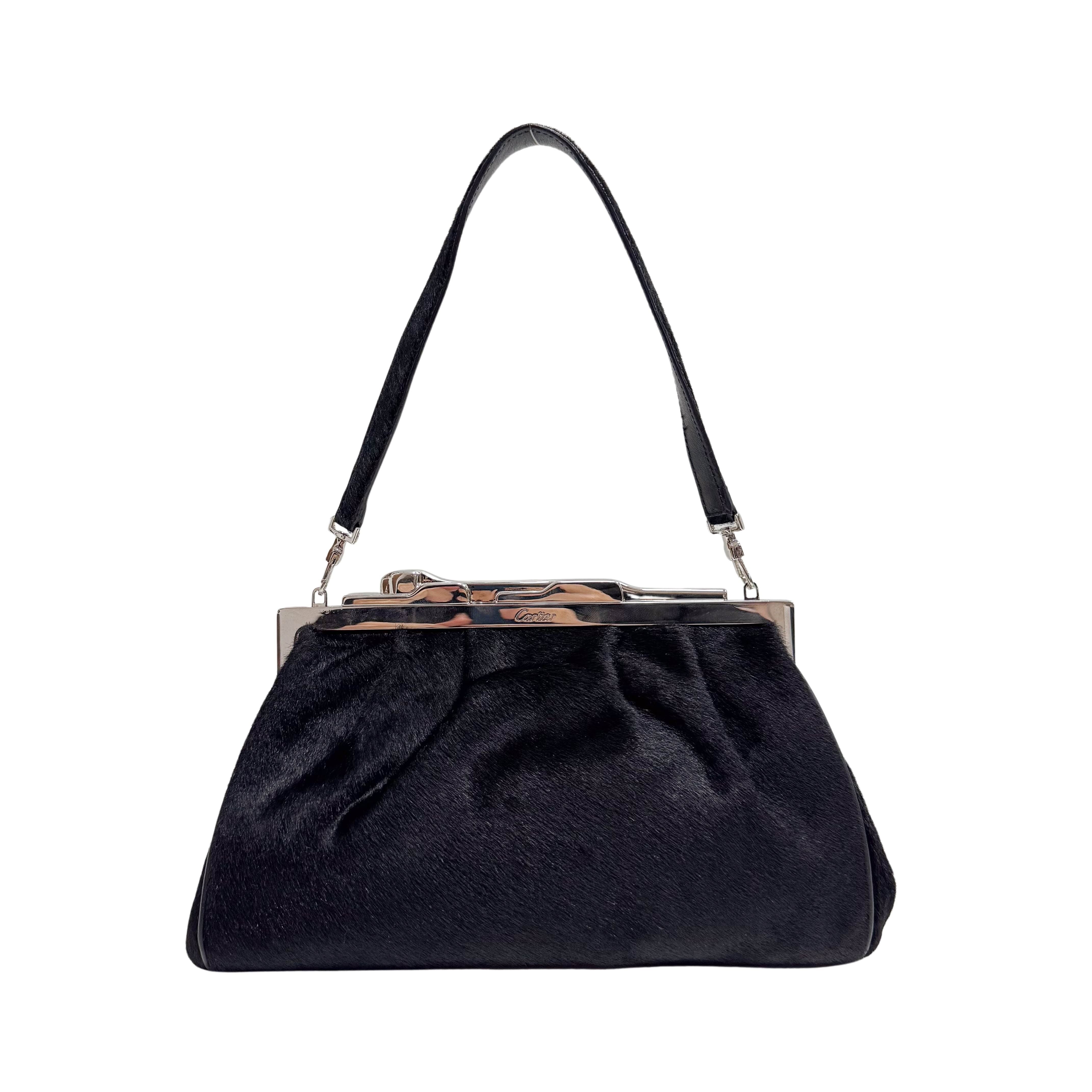 Panthère Black Pony Hair Shoulder Bag