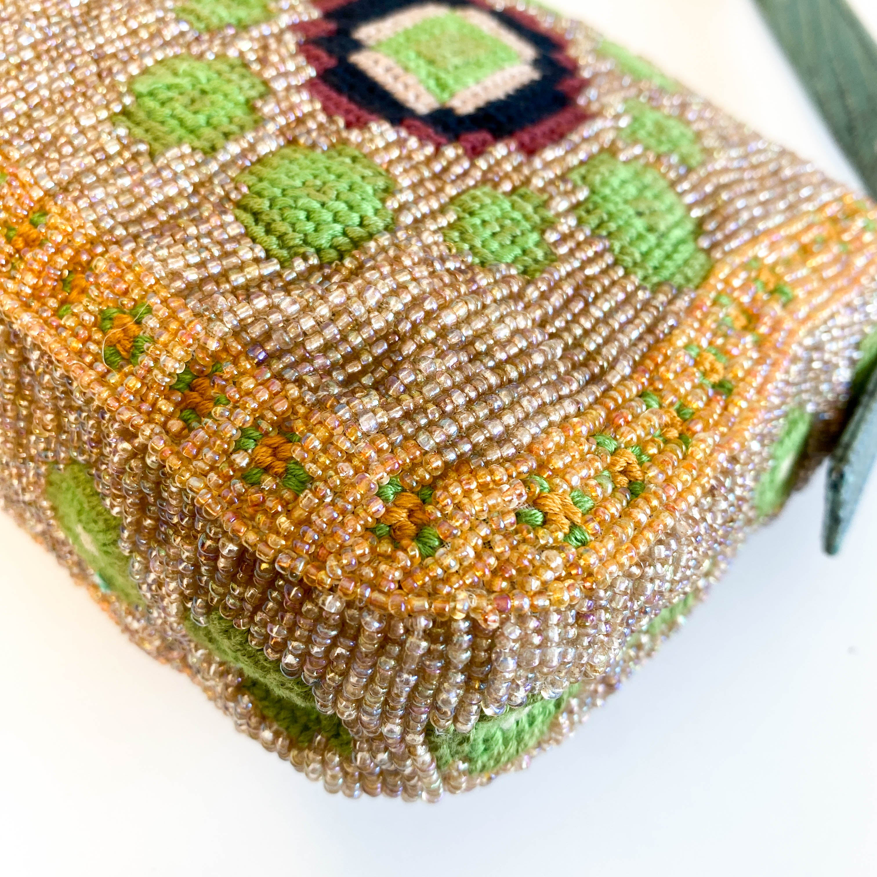 Baguette Rare Collector's Piece Fully Beaded / Embroidered Multicolour Shoulder Bag Lizard Buckle