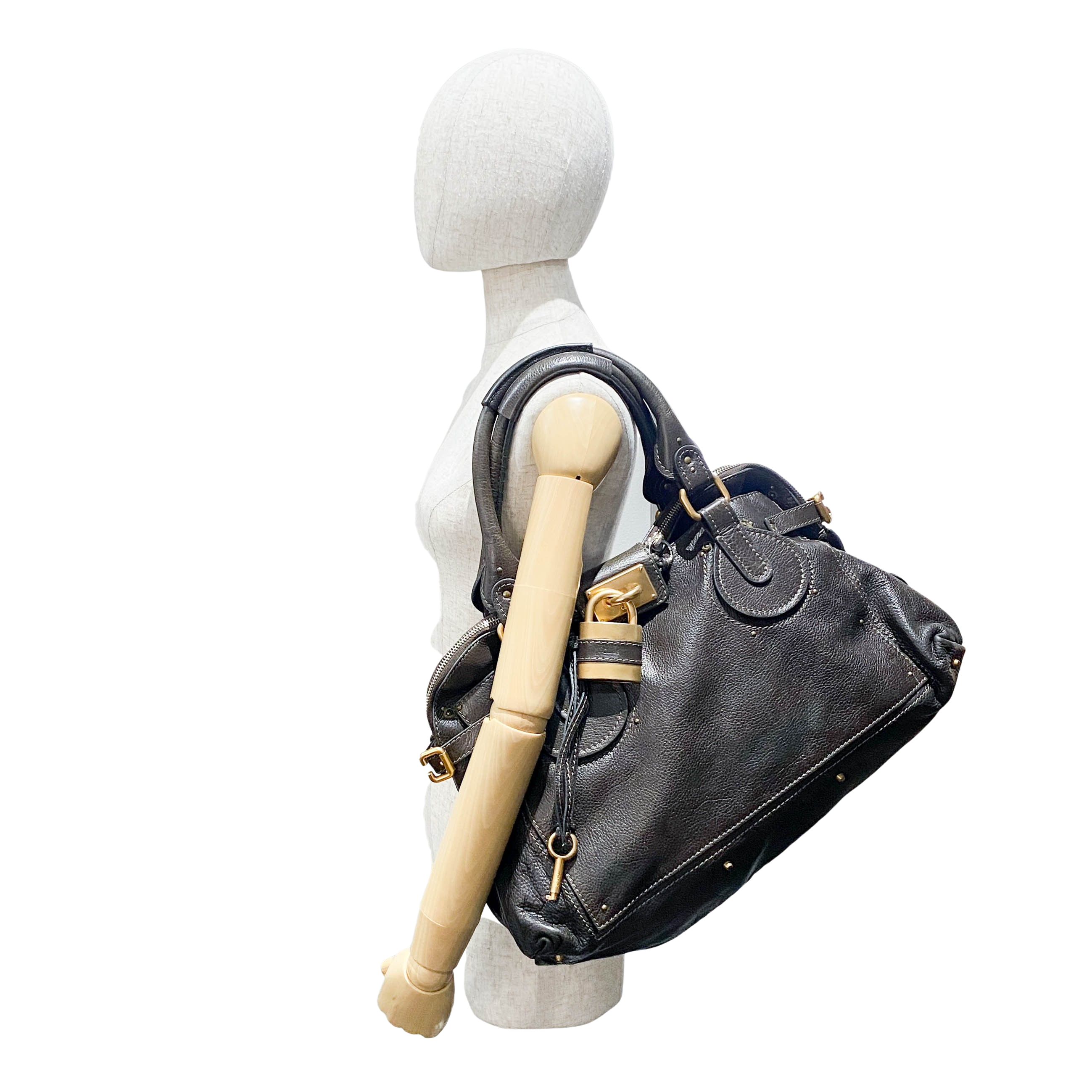 Paddington Brown Calfskin Leather Shoulder Bag