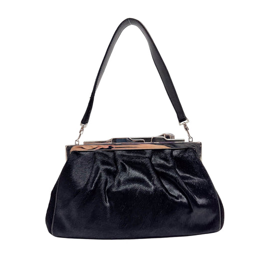 Panthère Black Pony Hair Shoulder Bag