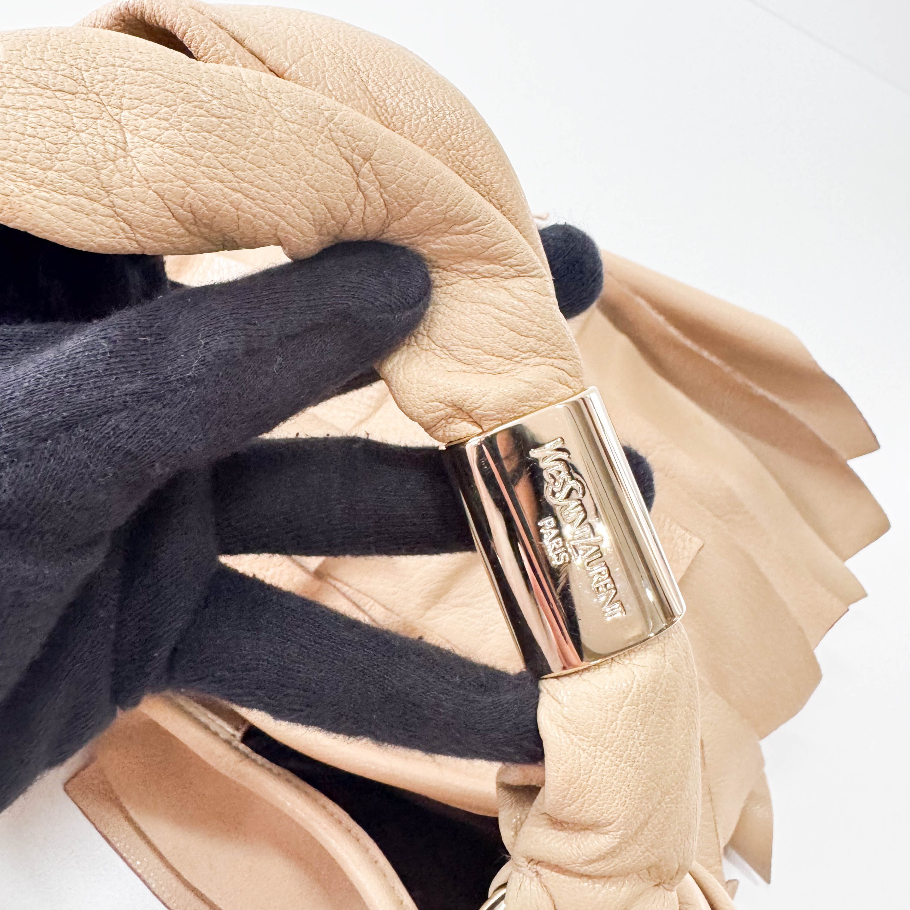 Rive Gauche Beige Leather Shoulder Bag